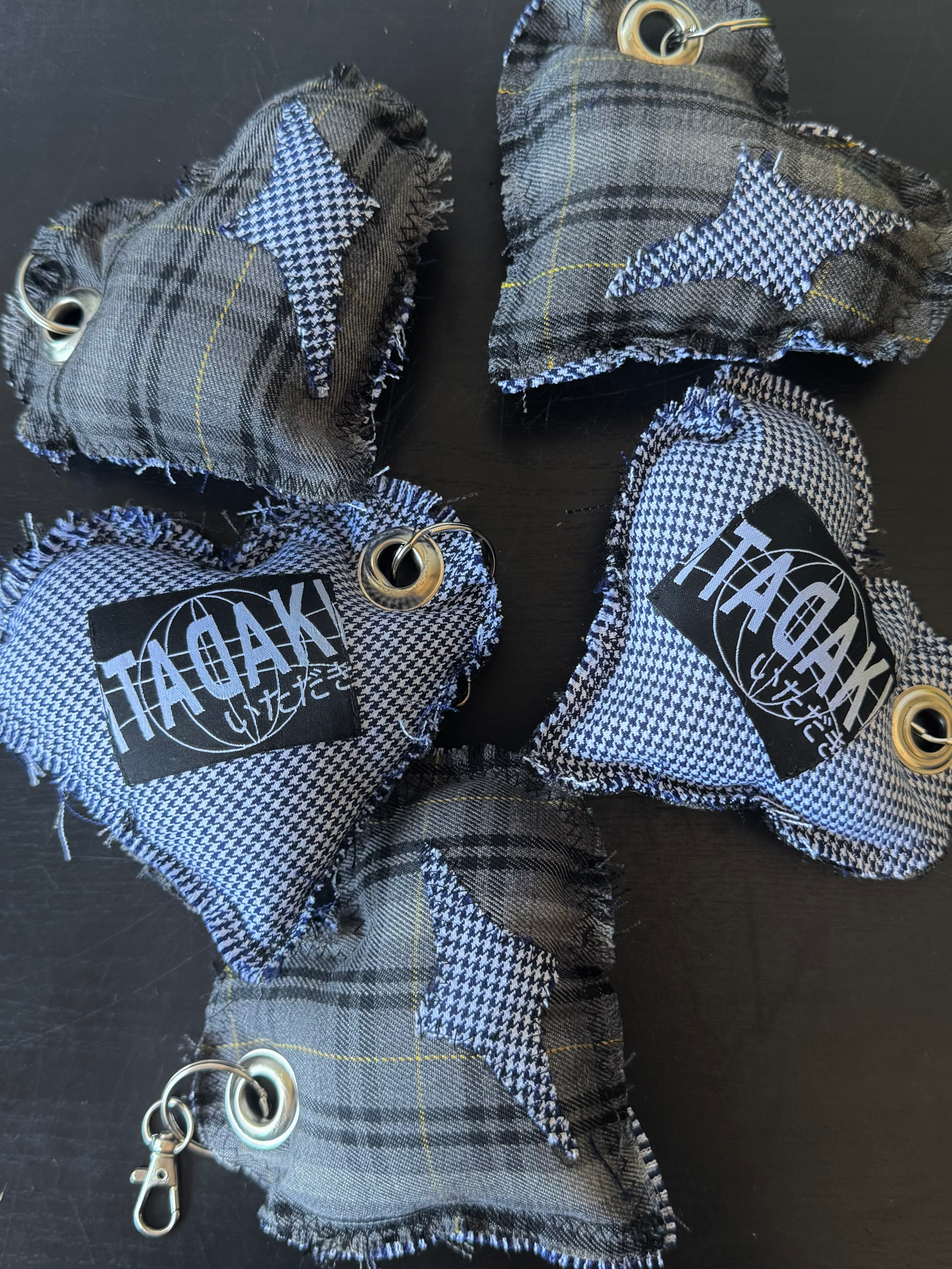 Off-Cut Key Chain in Smoke Check/Houndstooth