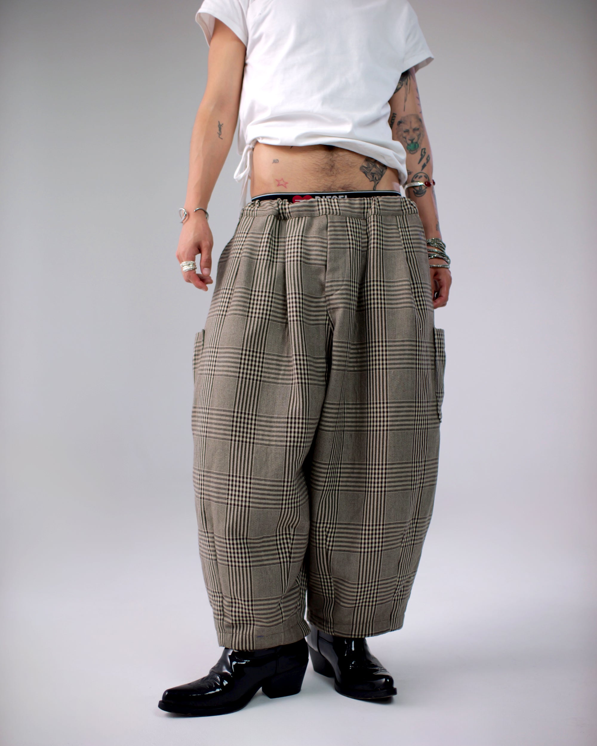 Lucky Pierrot Pant in Coffee Plaid