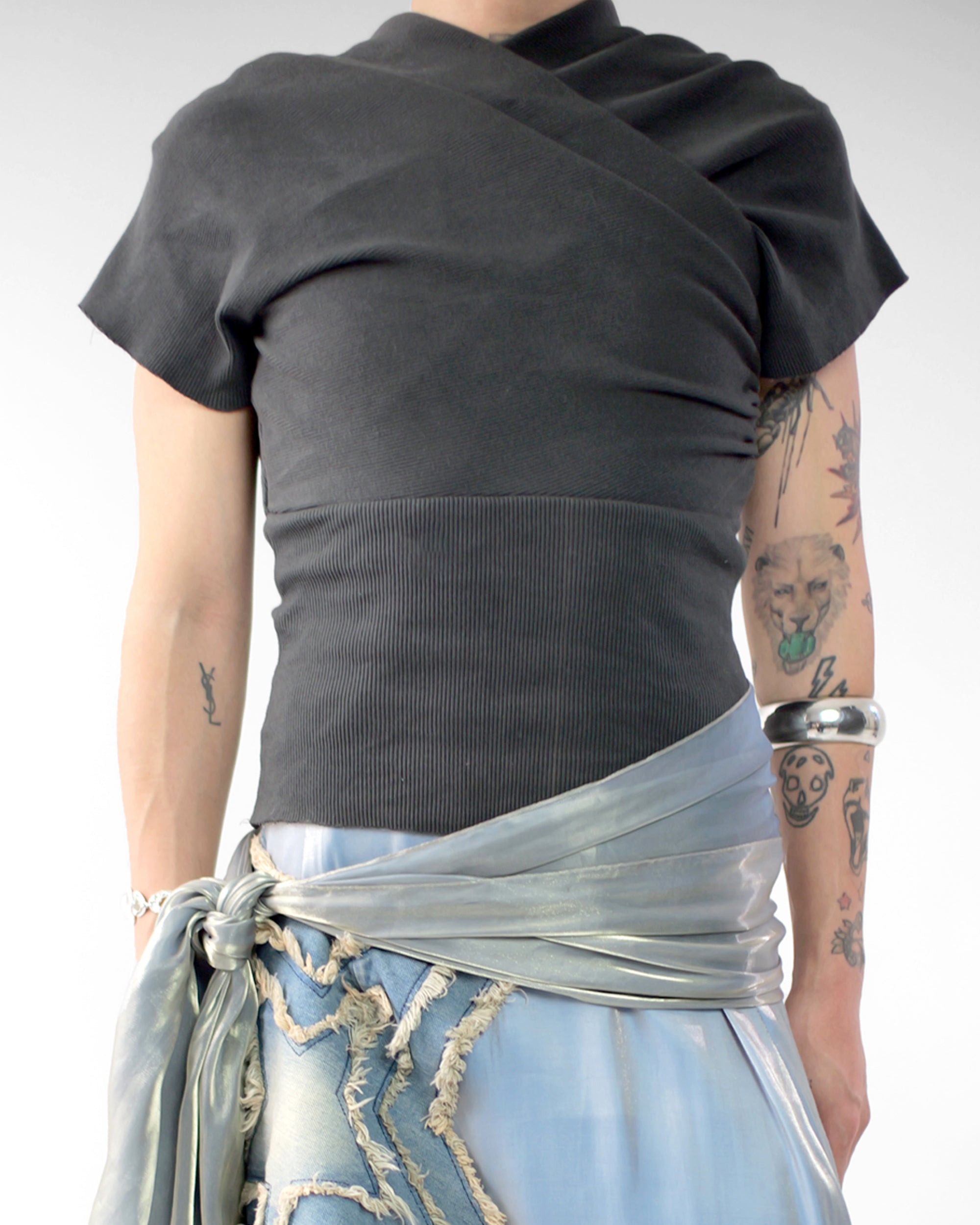 Kimono Ribbed Top in Stone