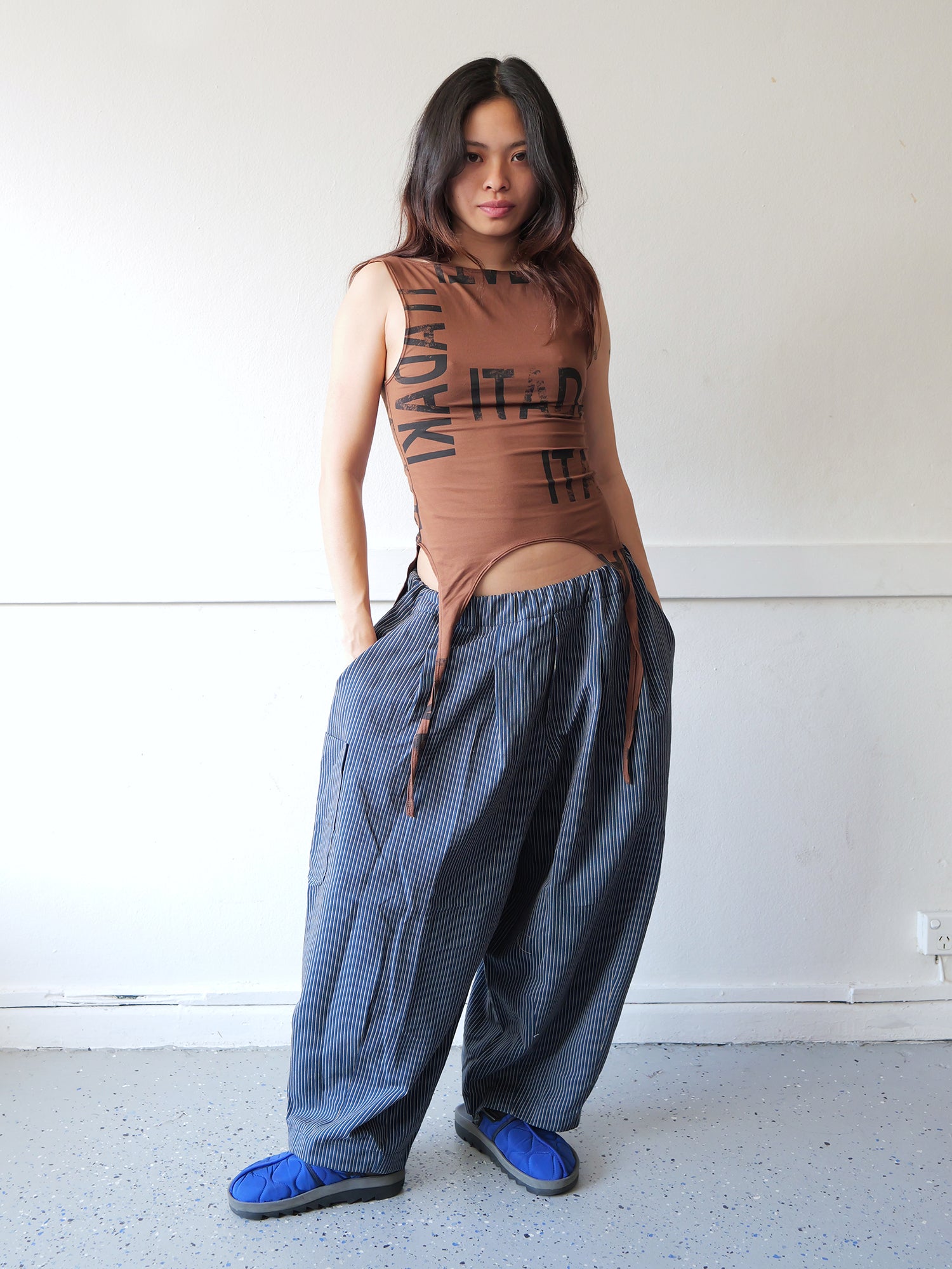 Lucky Pierrot Pant in Blue Steel Stripe