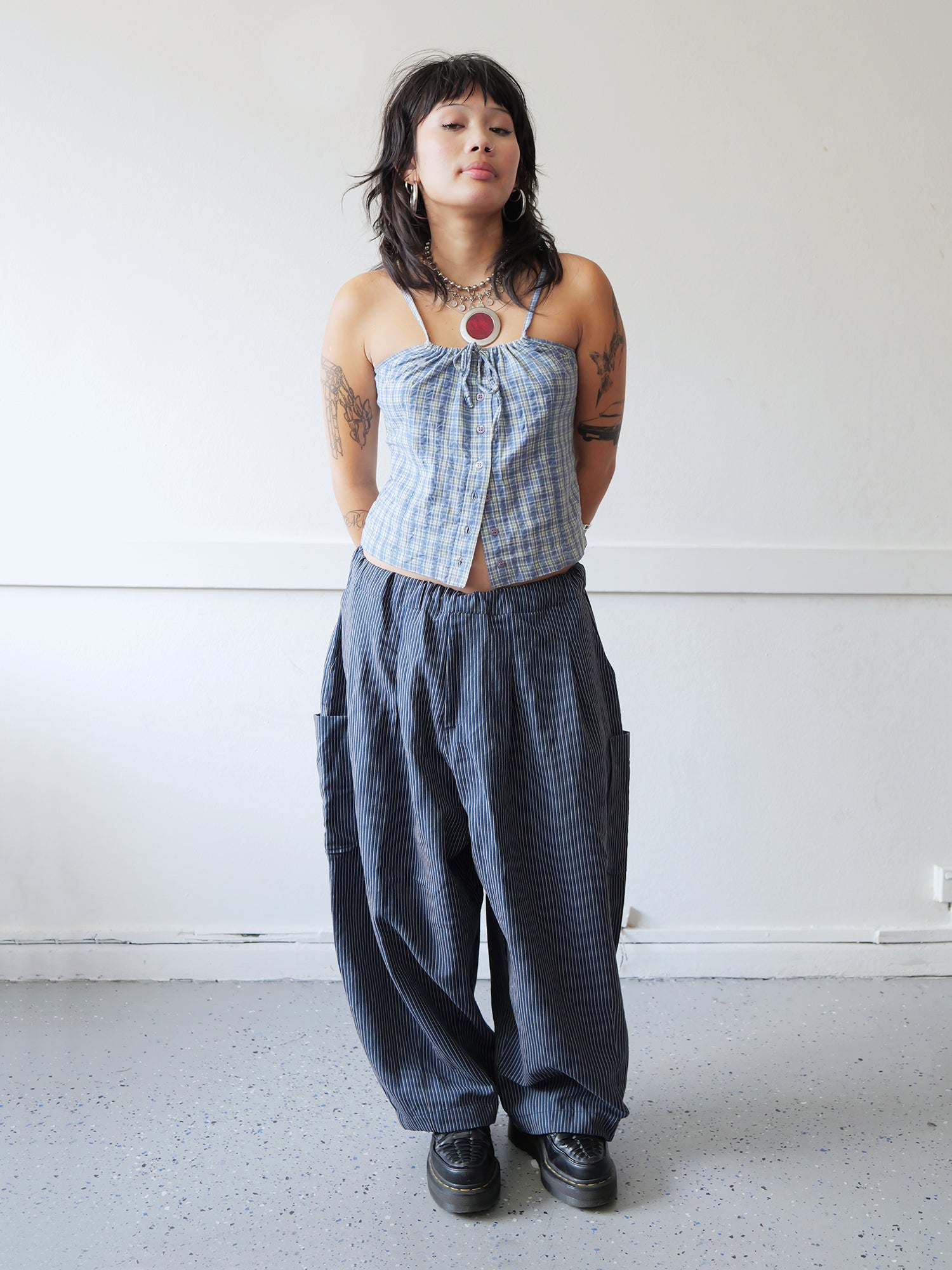 Lucky Pierrot Pant in Blue Steel Stripe