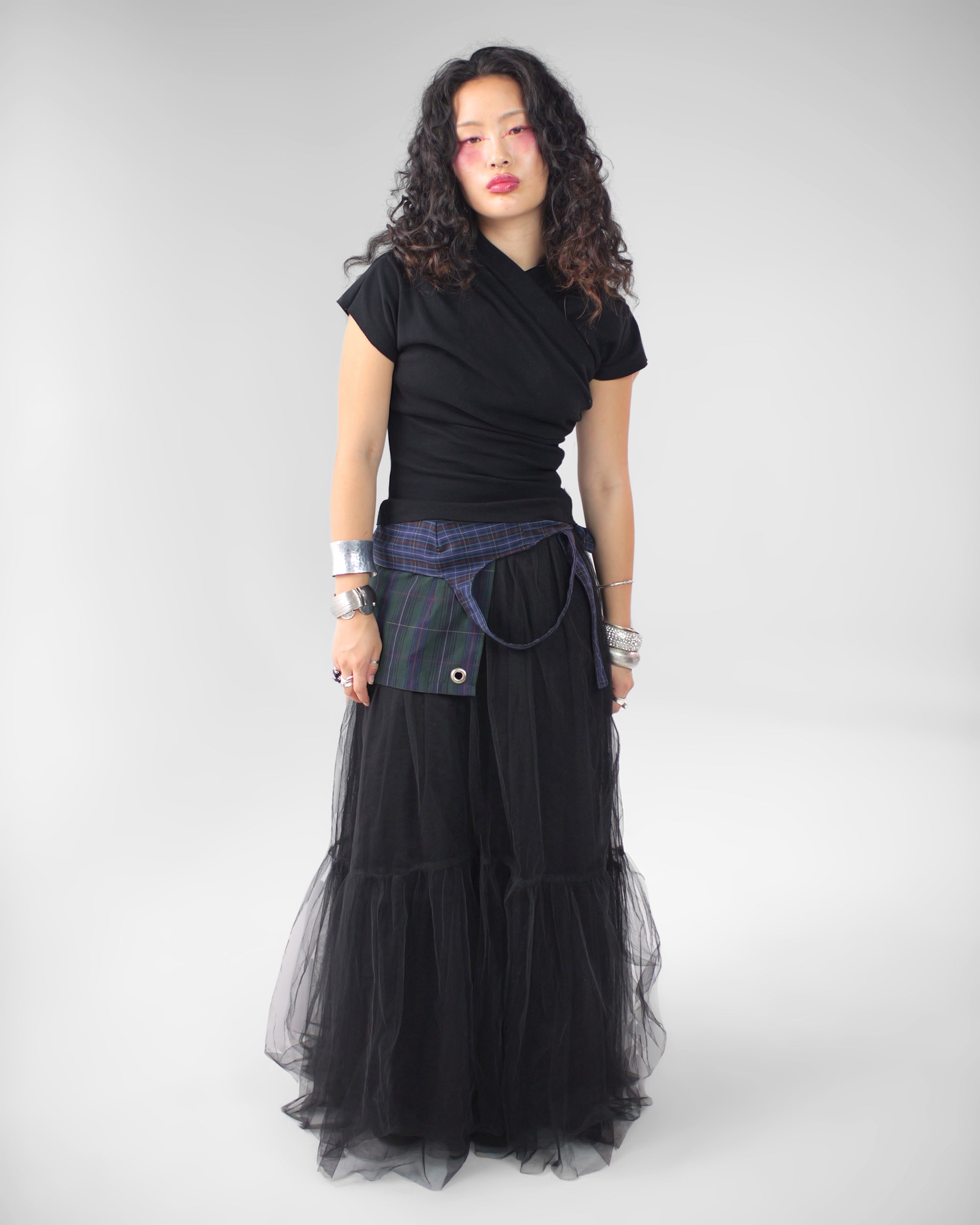 Kimono Ribbed Top in Black