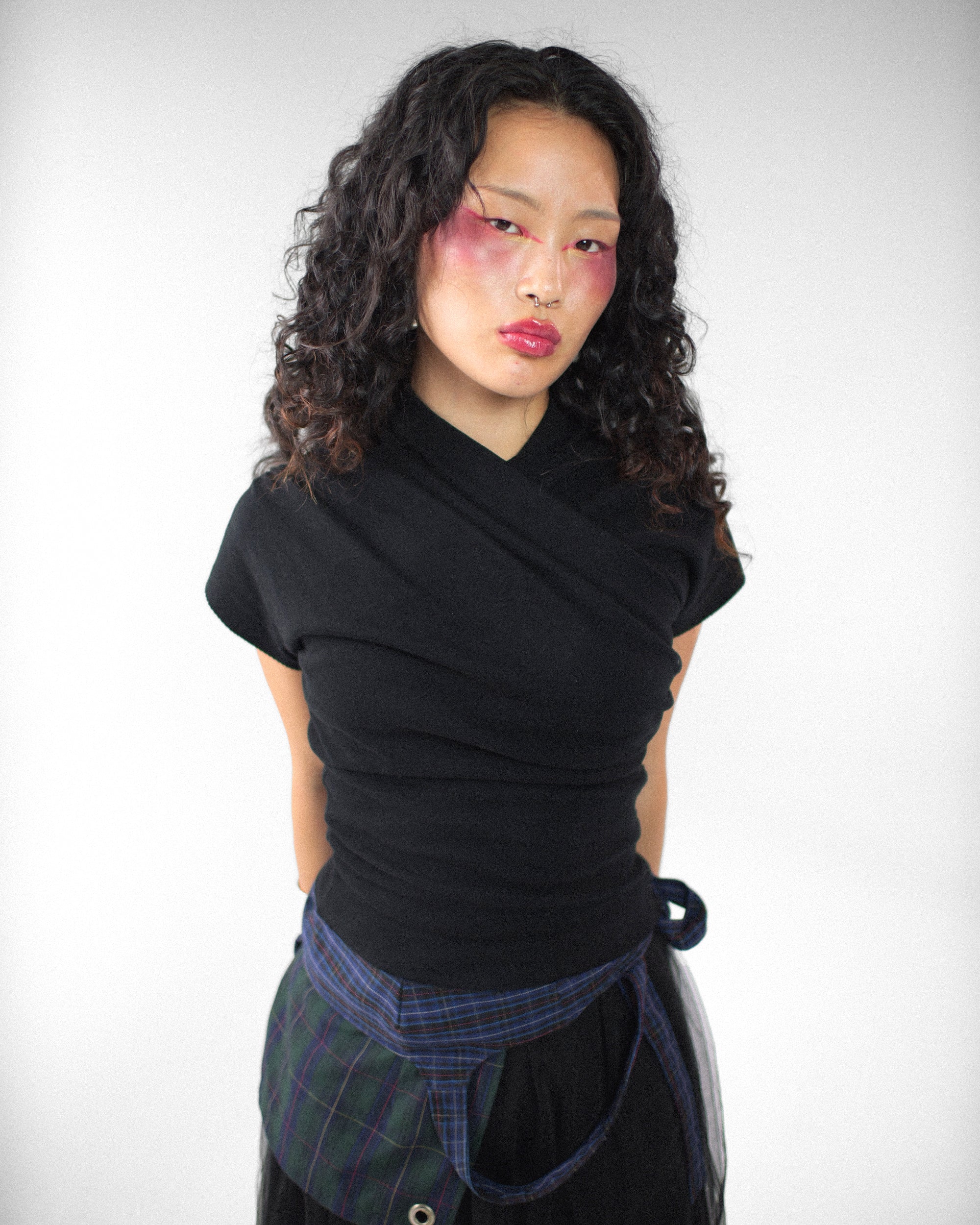 Kimono Ribbed Top in Black