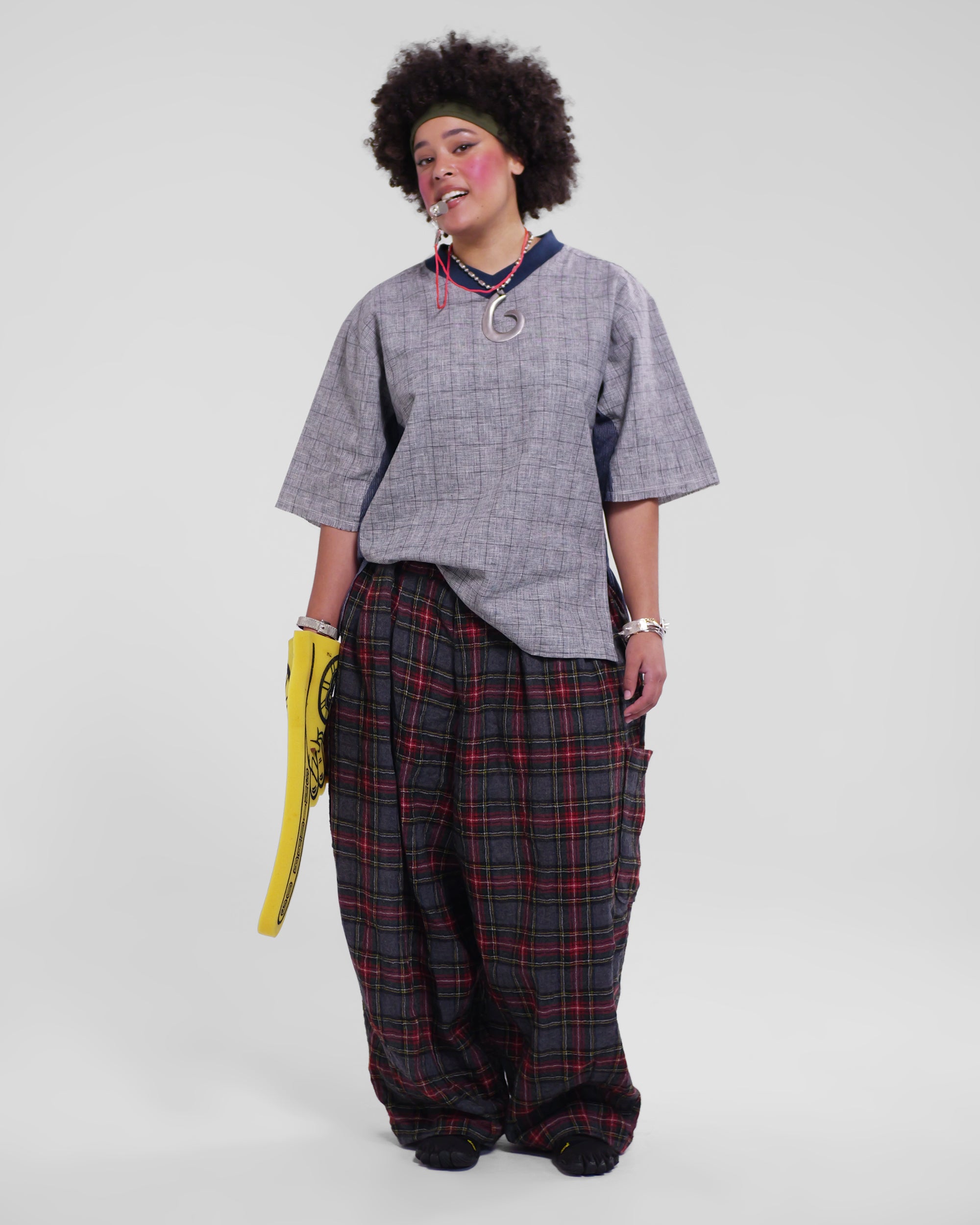 Hiro Jersey Top in Grey Houndstooth