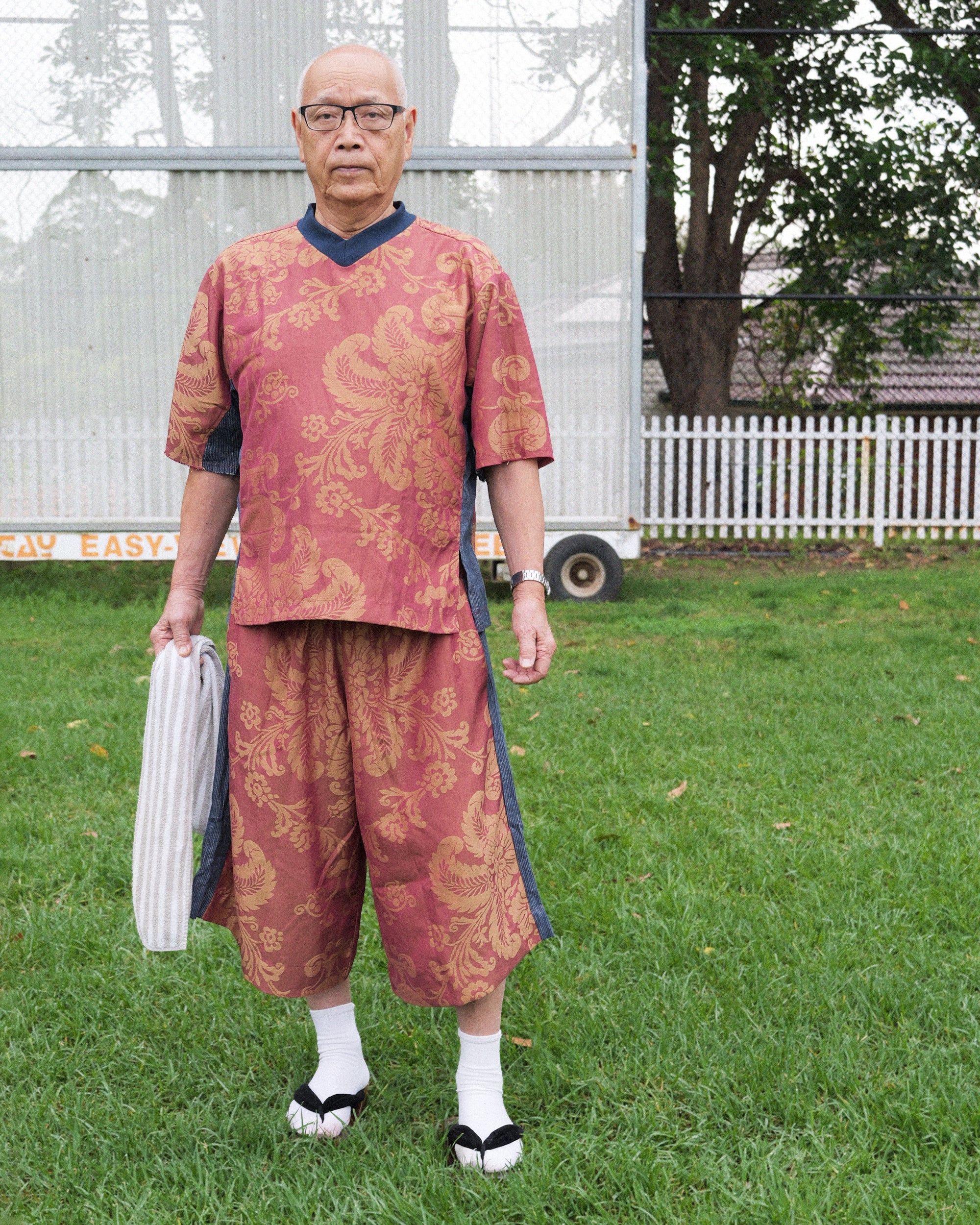 Hiro Jersey Top in Jacquard / Hemp Pinstripe