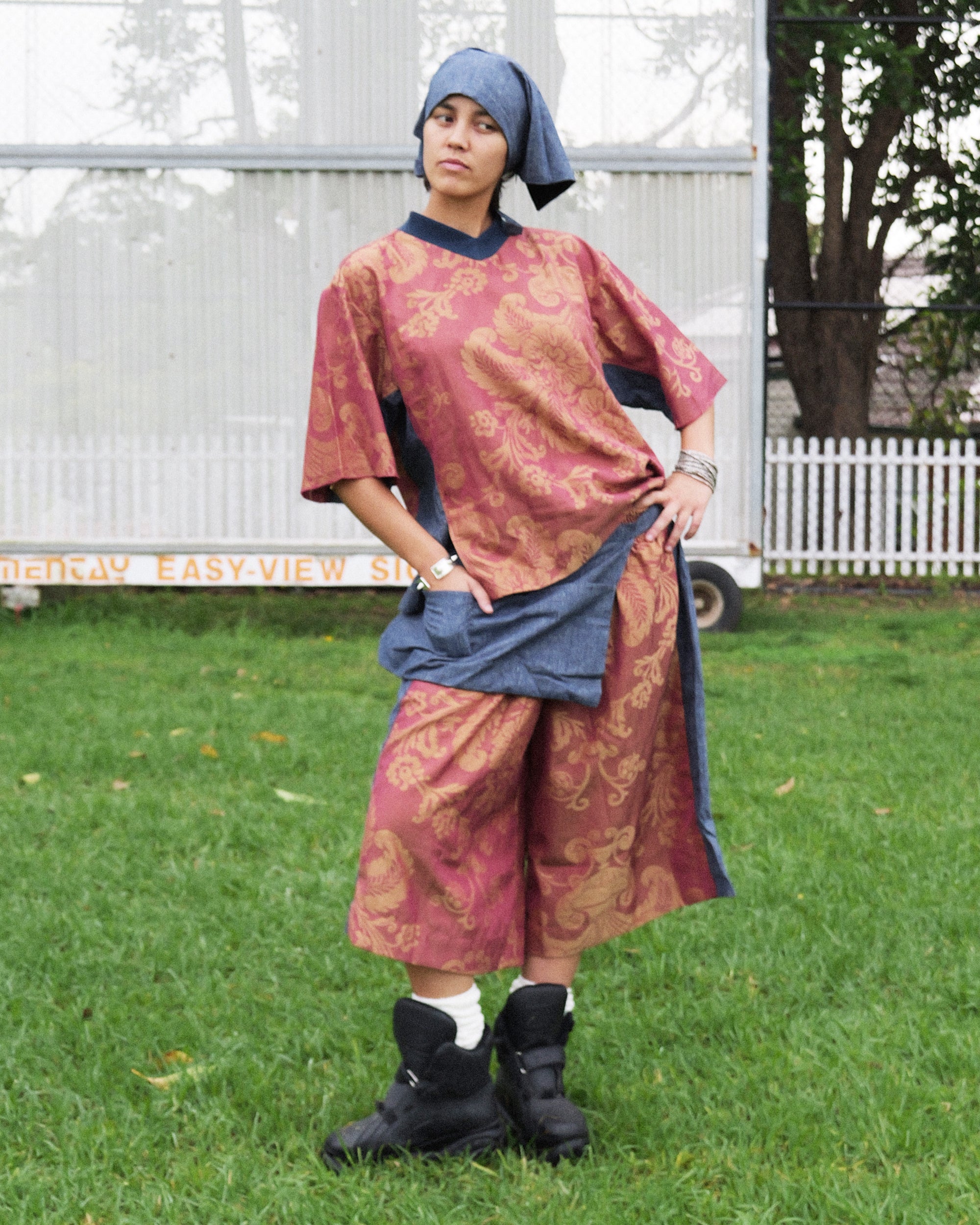 Hiro Apron in Hemp Pinstripe
