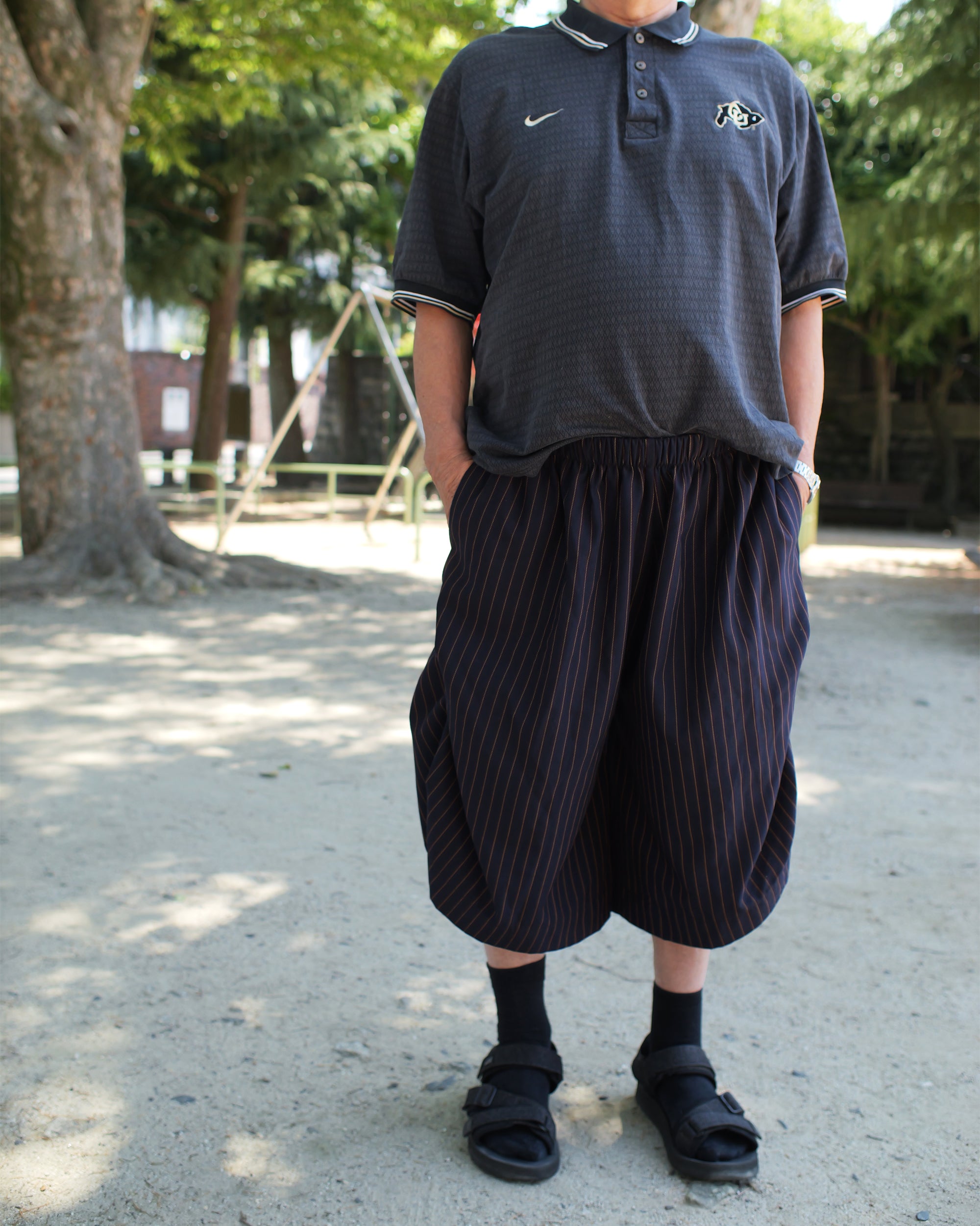 Kenji Shorts in Navy Pinstripe