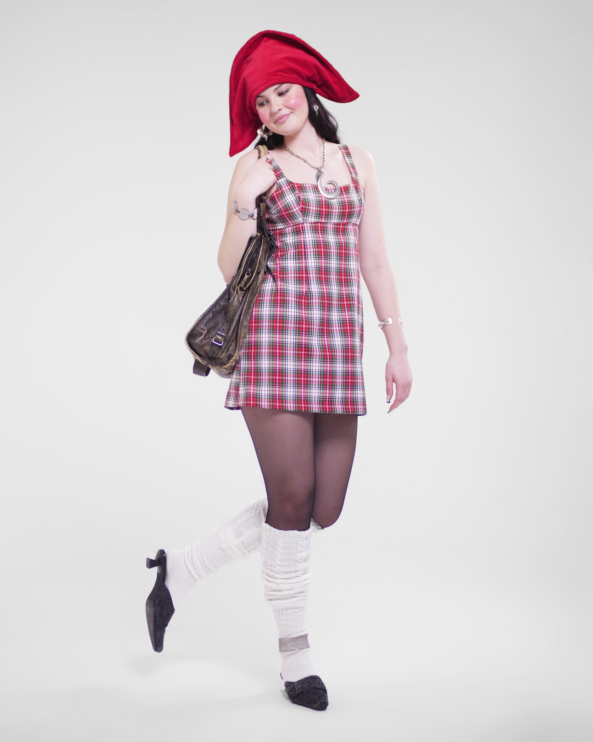 Obi Dress in Red Tartan