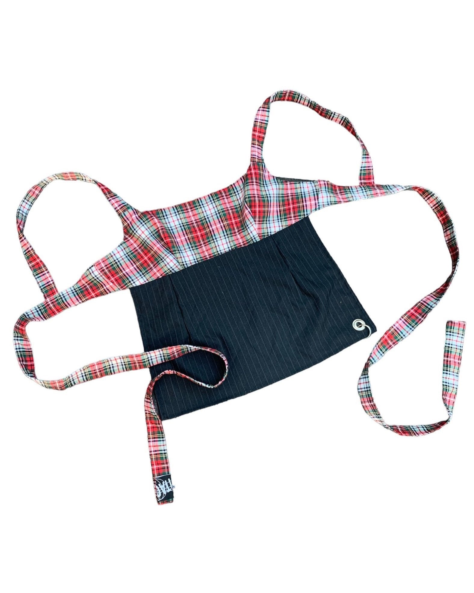 Obi Reversible Top in Red/Grey Pinstripe
