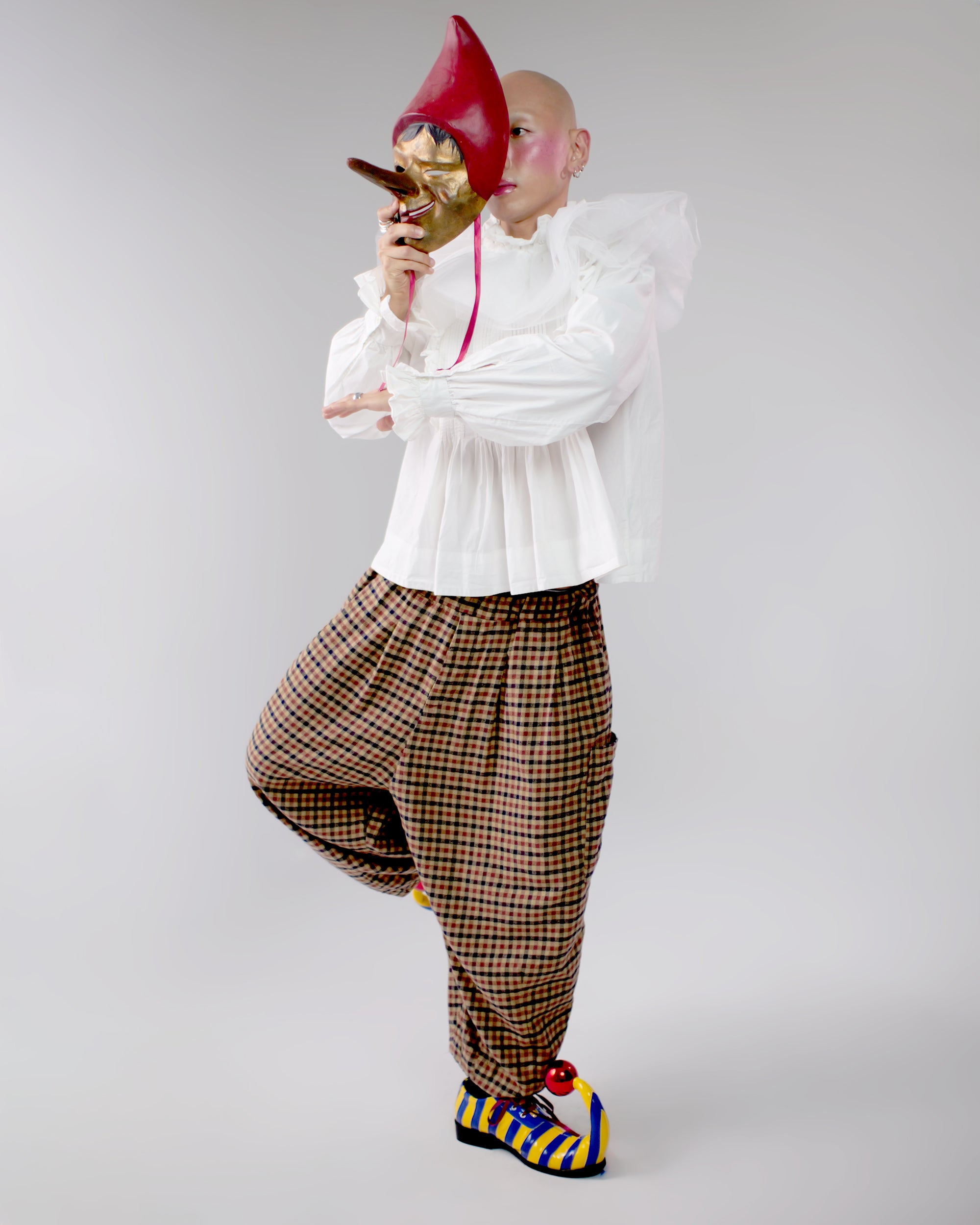 Lucky Pierrot Pant in Teddy Plaid