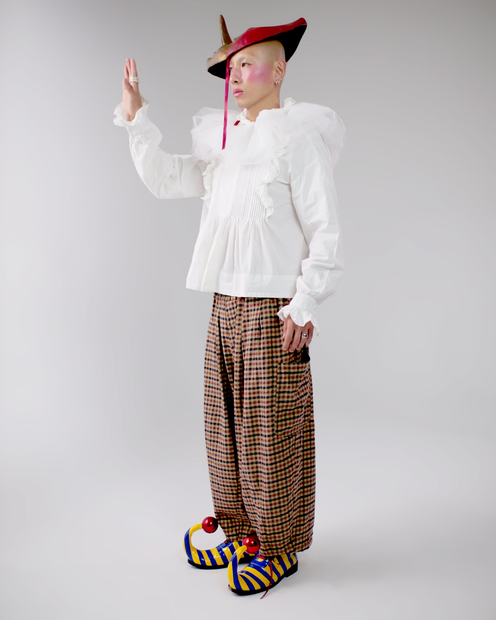 Lucky Pierrot Pant in Teddy Plaid