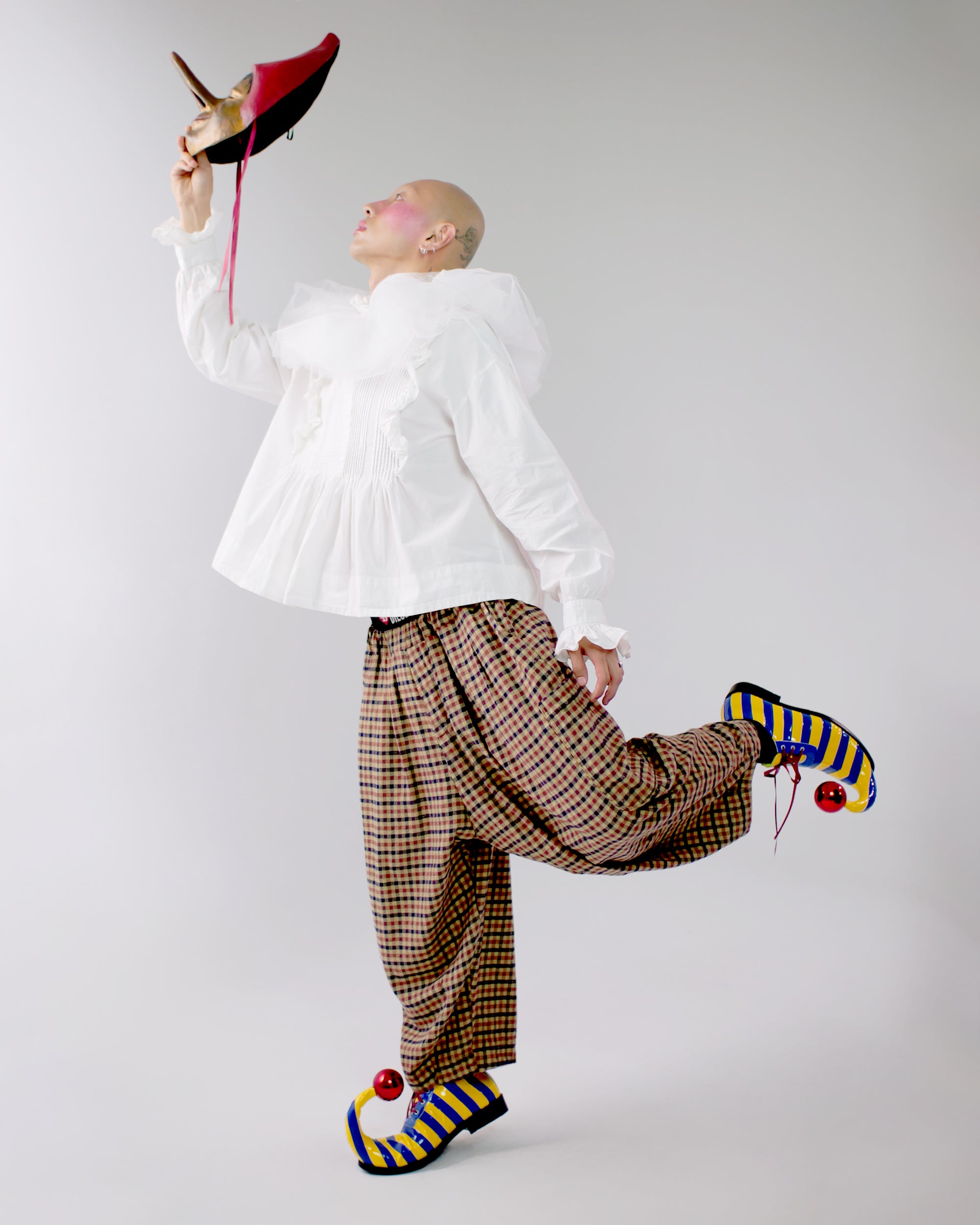 Lucky Pierrot Pant in Teddy Plaid