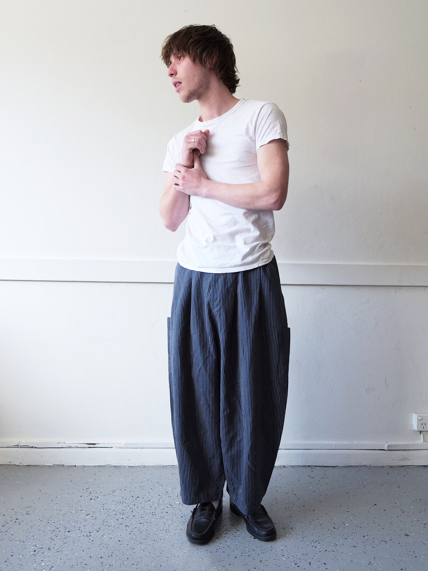 Lucky Pierrot Pant in Blue Steel Stripe