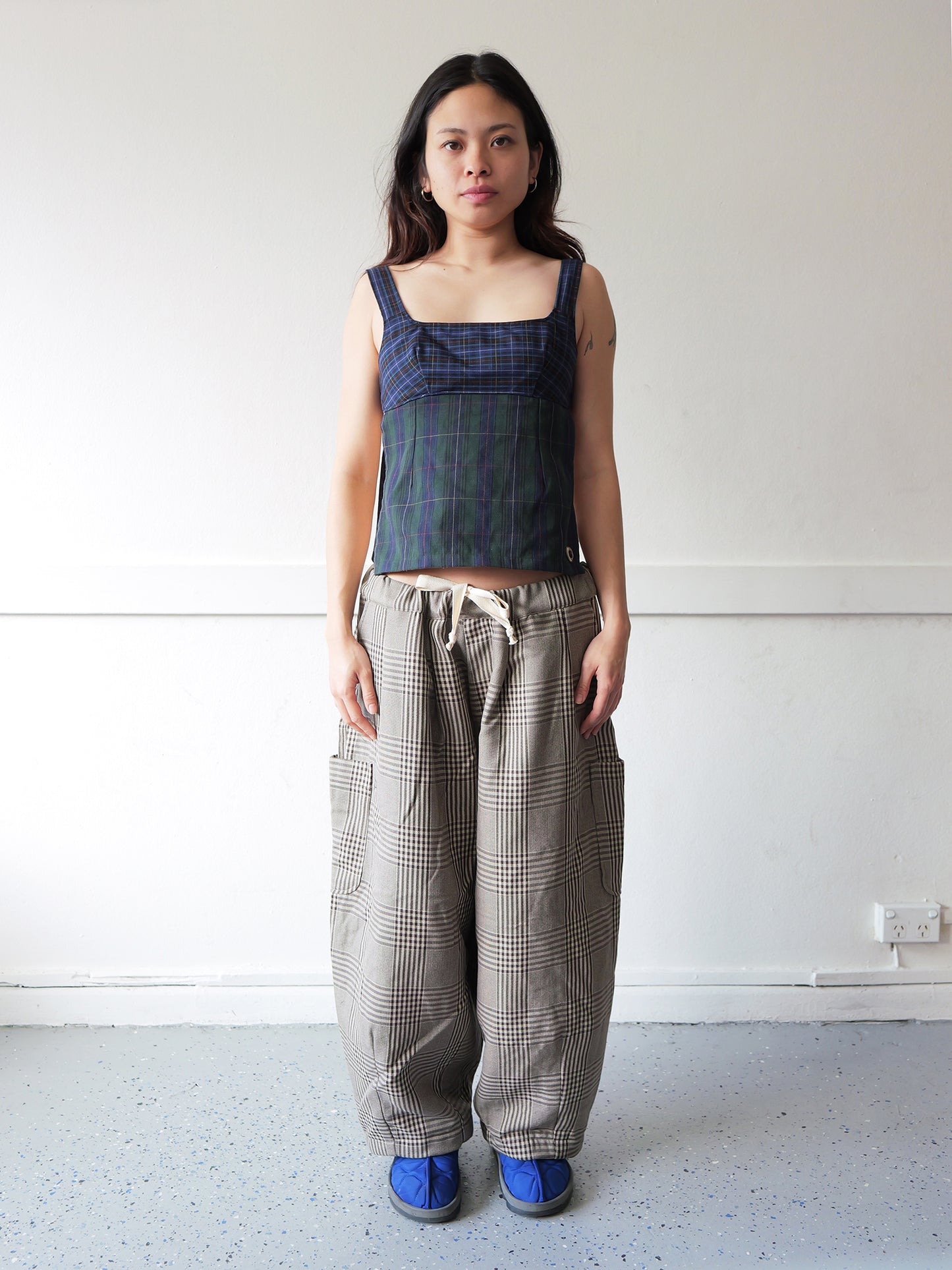 Lucky Pierrot Pant in Coffee Plaid