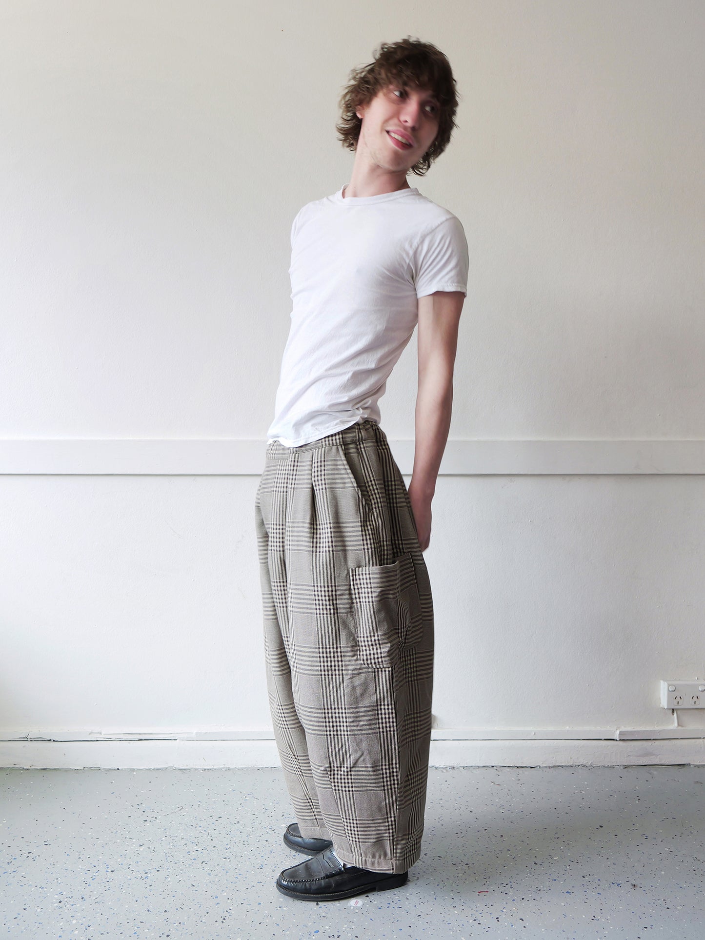 Lucky Pierrot Pant in Coffee Plaid