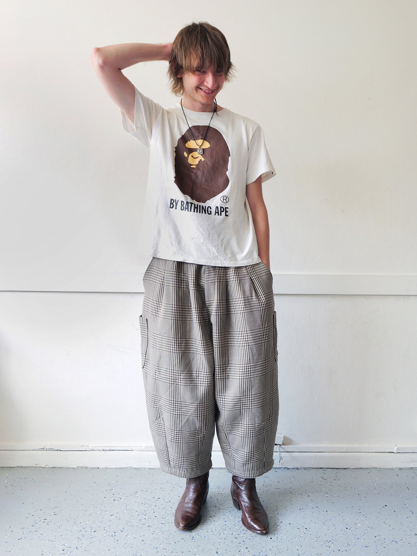 Lucky Pierrot Pant in Coffee Plaid