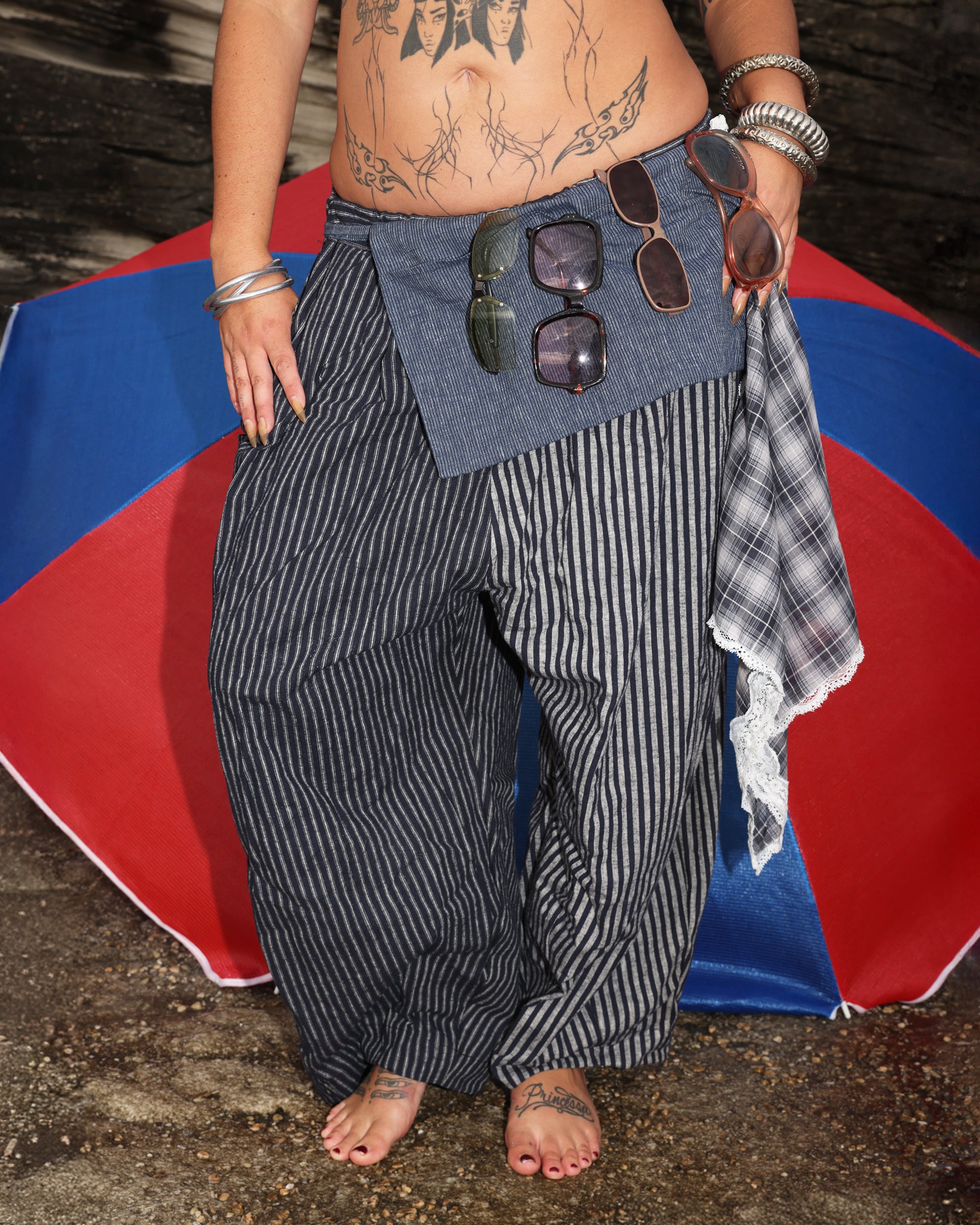 Hiro Apron in Hemp Pinstripe