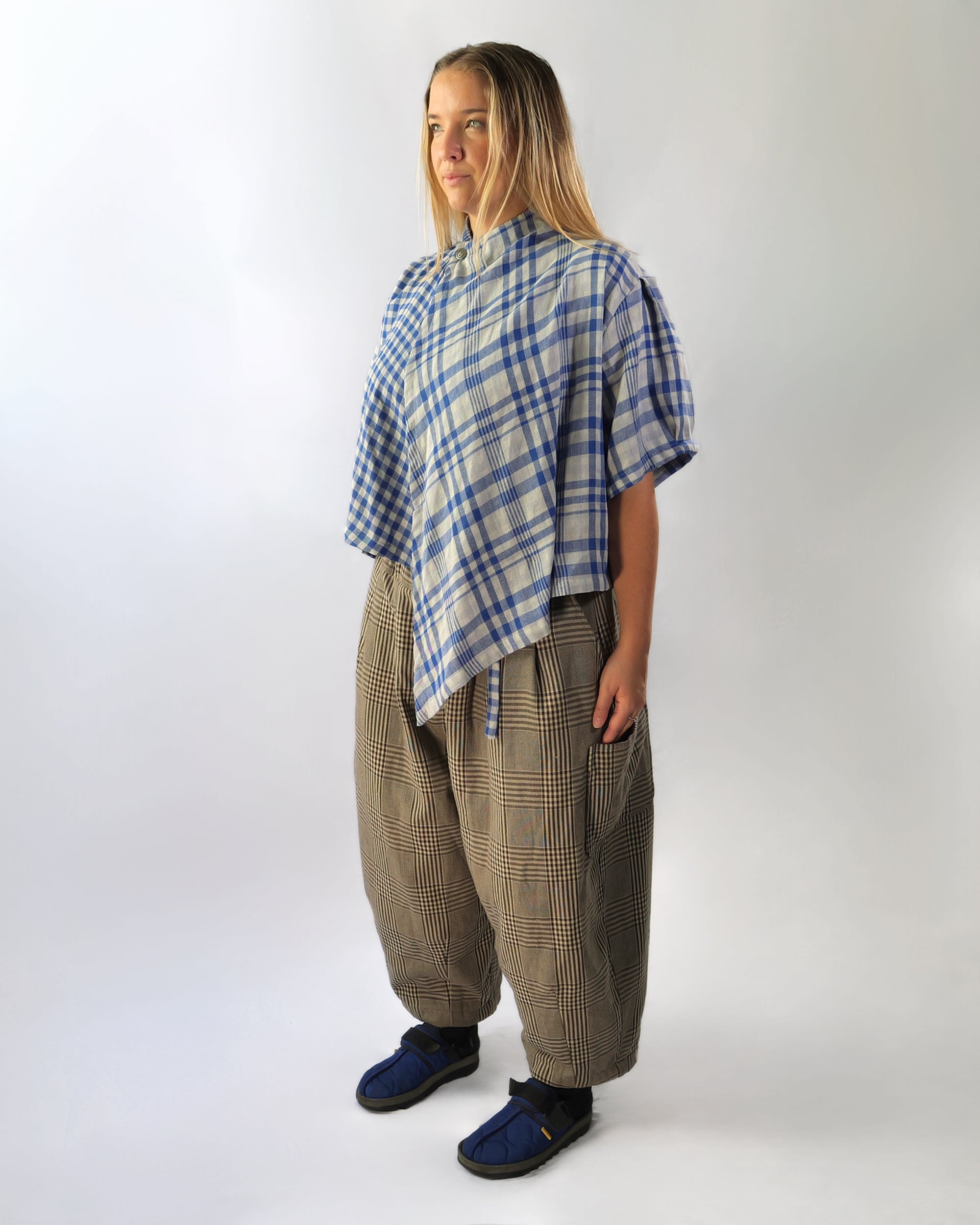 Lucky Pierrot Pant in Coffee Plaid