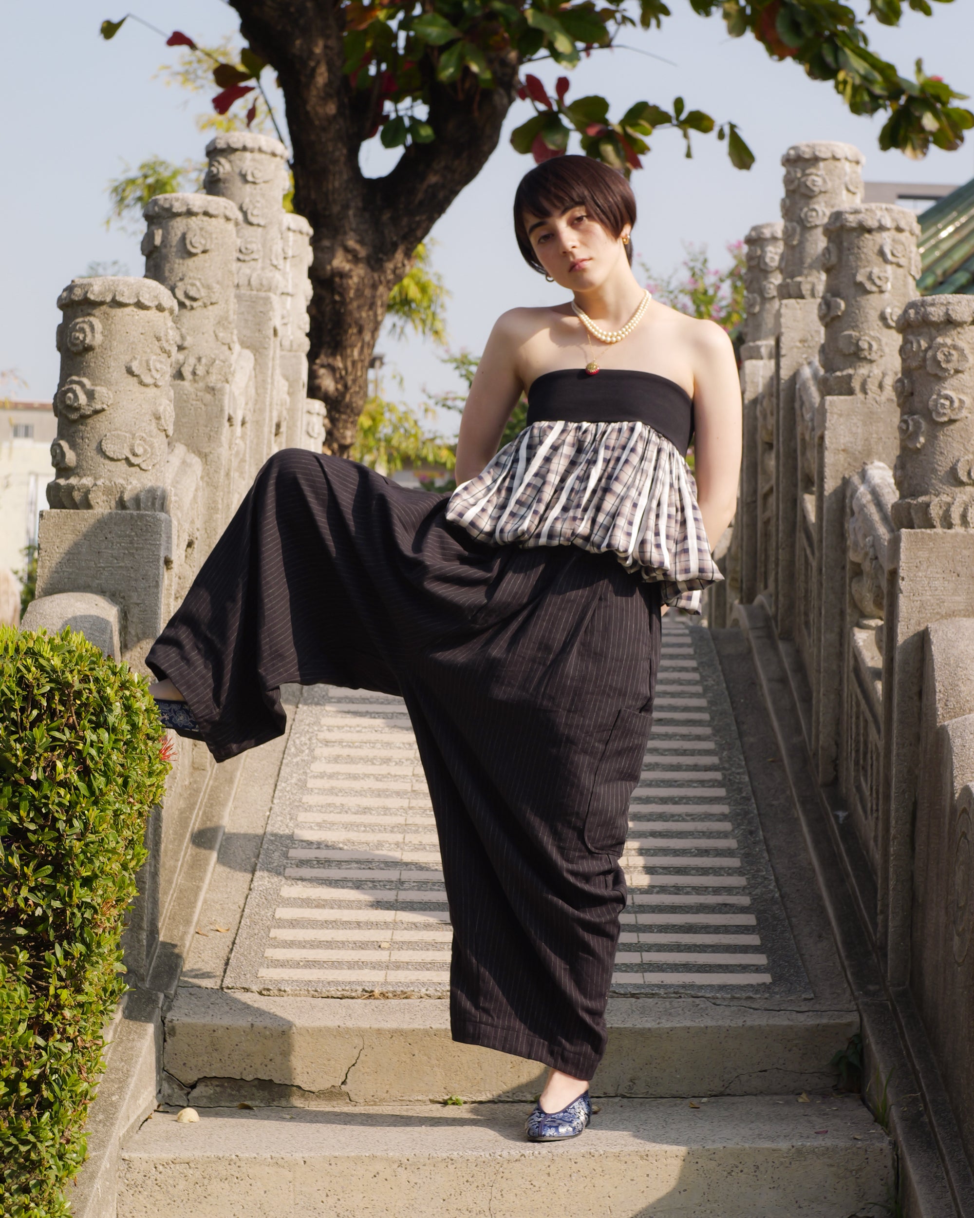 Lucky Pierrot Pant V2 in Black Pinstripe