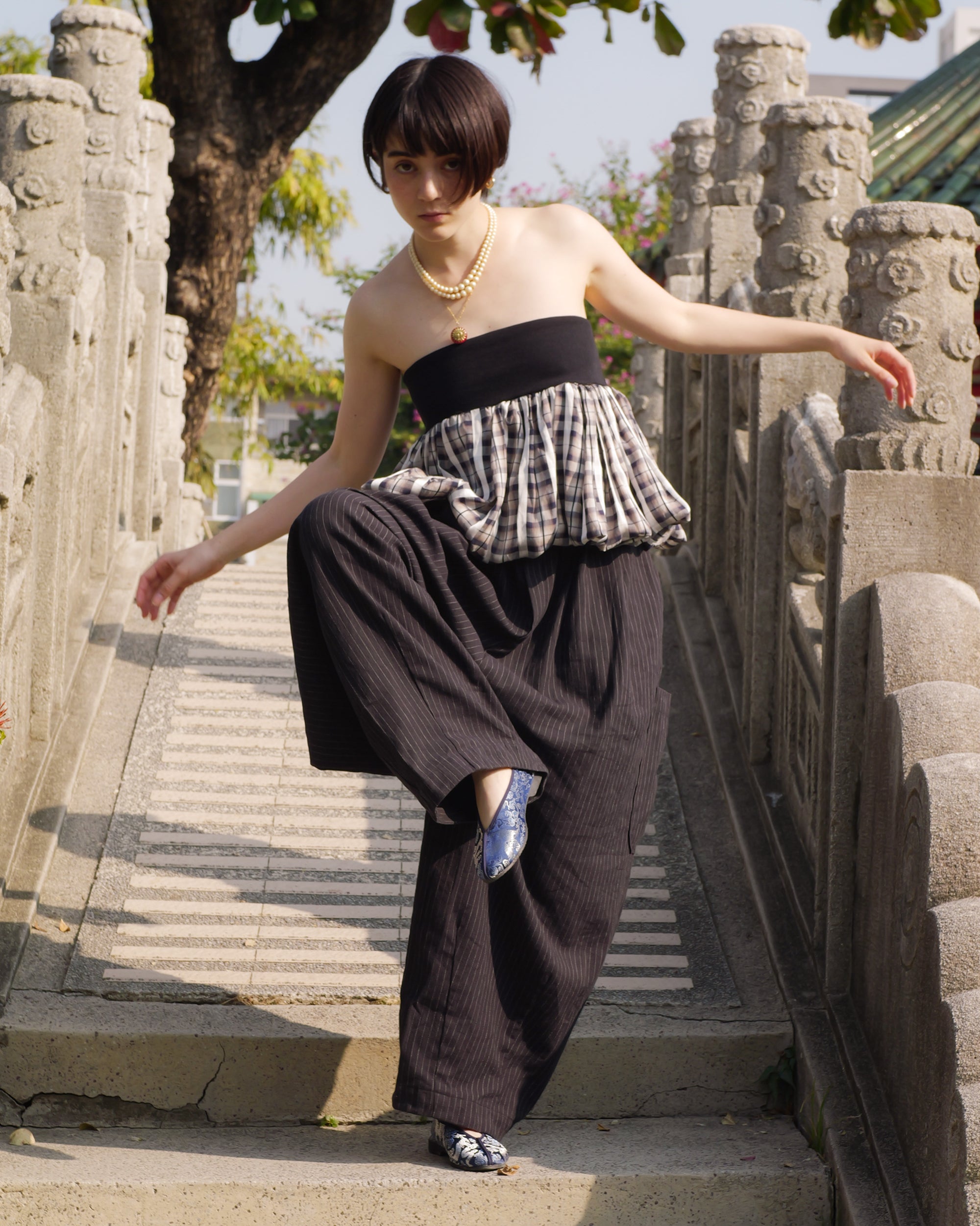 Lucky Pierrot Pant V2 in Black Pinstripe