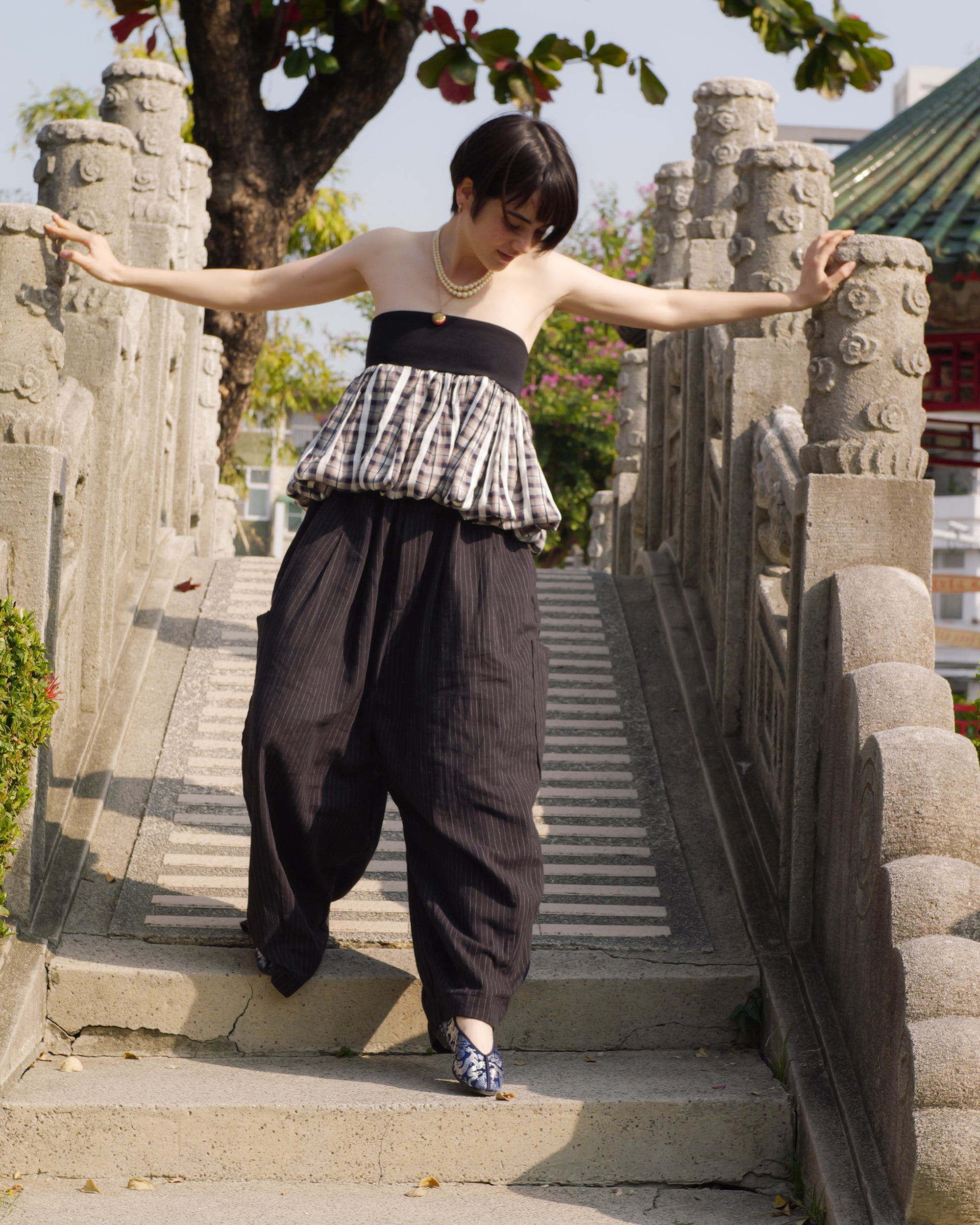 Lucky Pierrot Pant V2 in Black Pinstripe