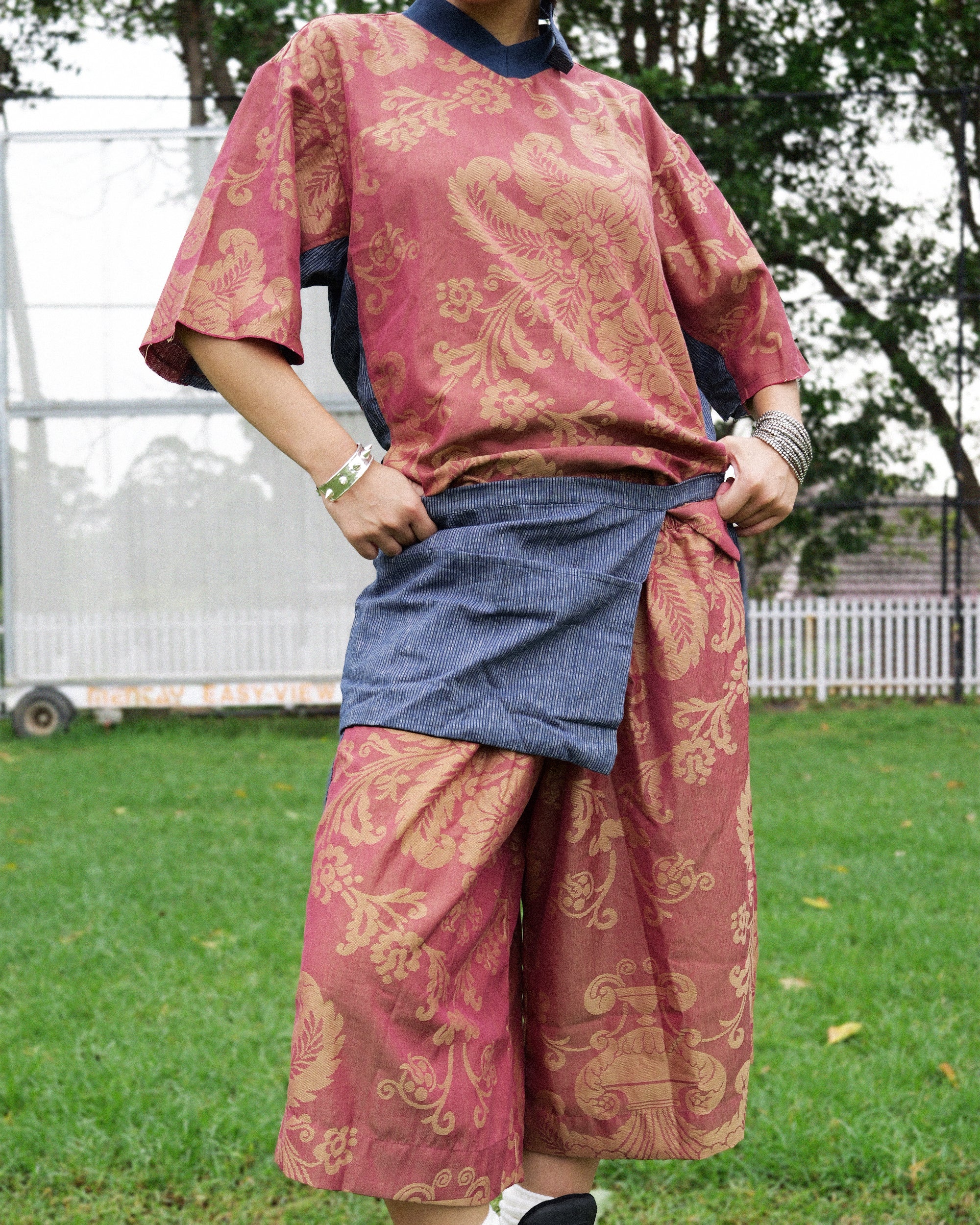 Hiro Apron in Hemp Pinstripe