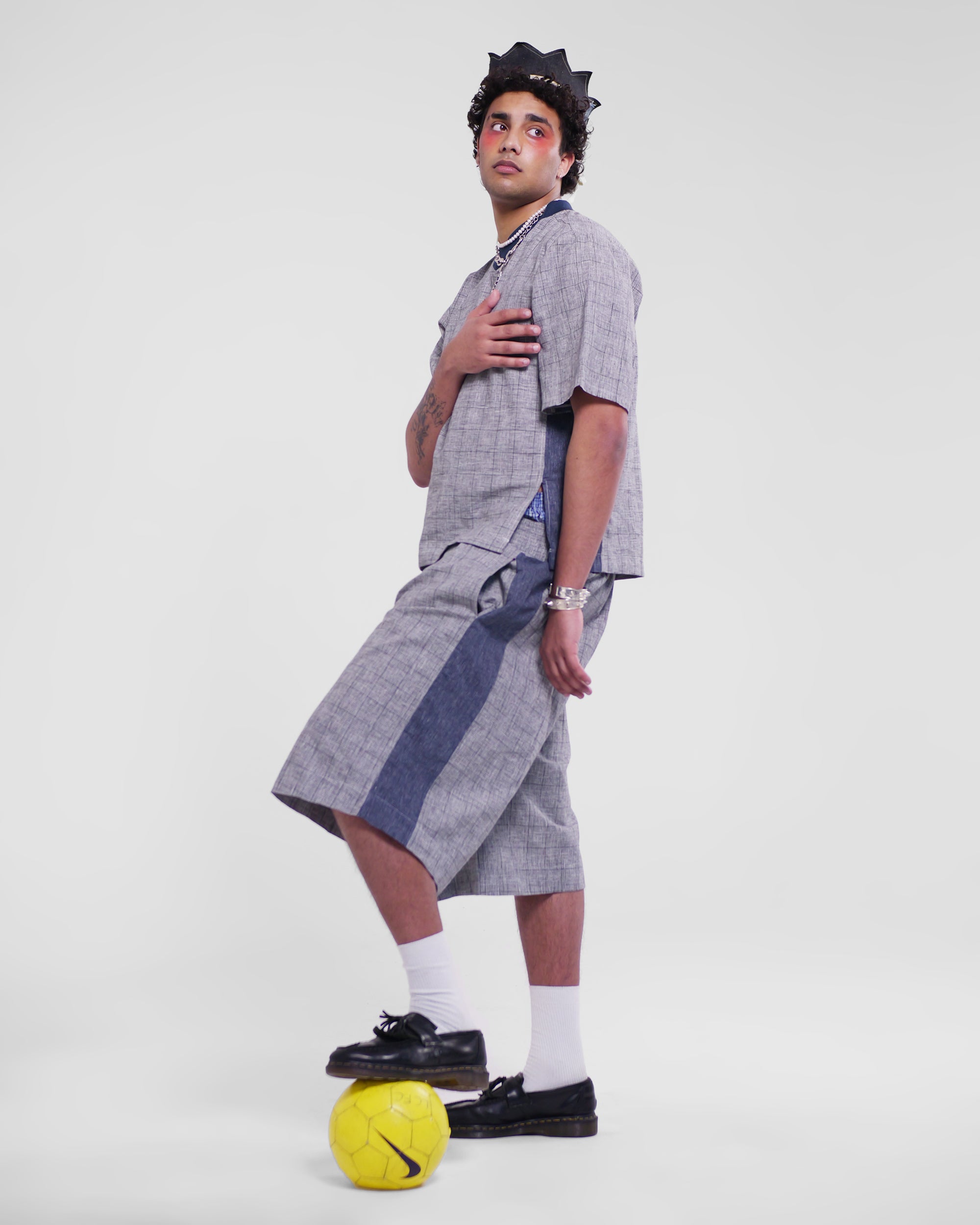 Hiro Shorts in Grey Houndstooth