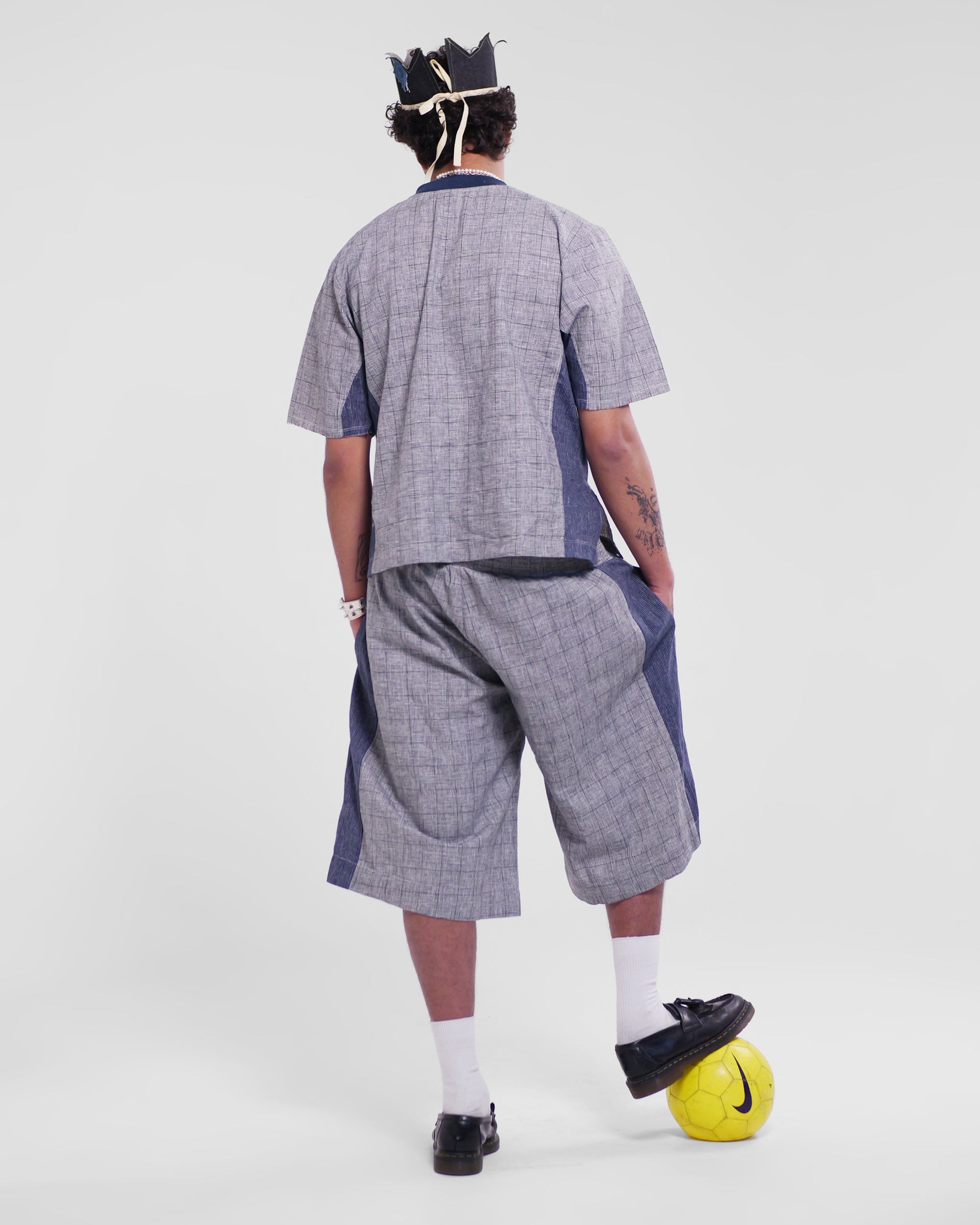 Hiro Shorts in Grey Houndstooth