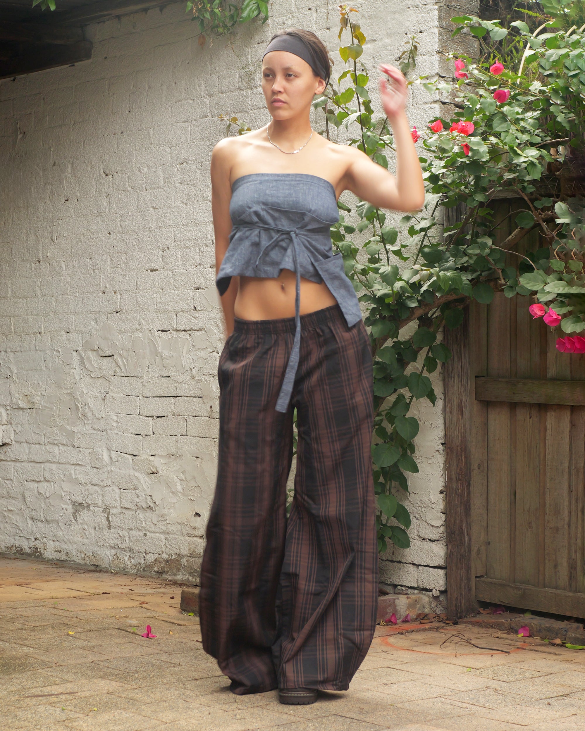 Shawties Puff Pant in Bark Tartan