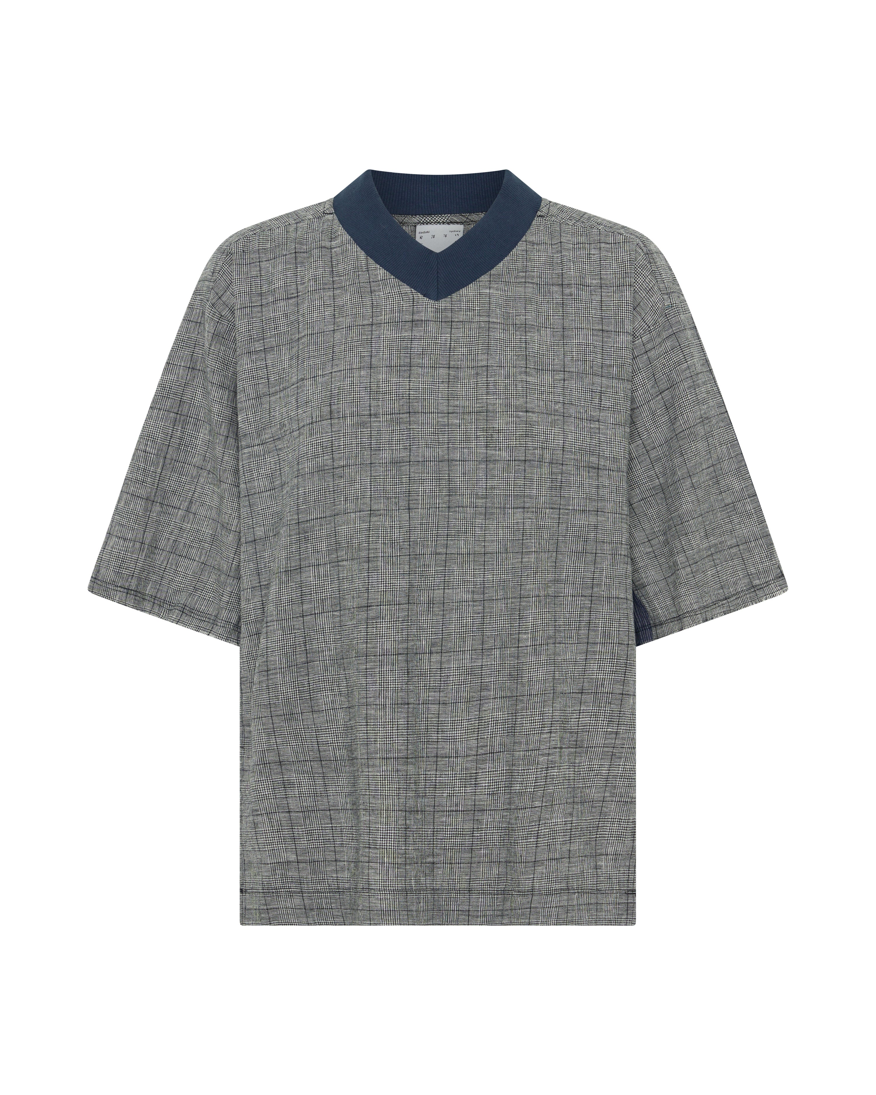 Hiro Jersey Top in Grey Plaid