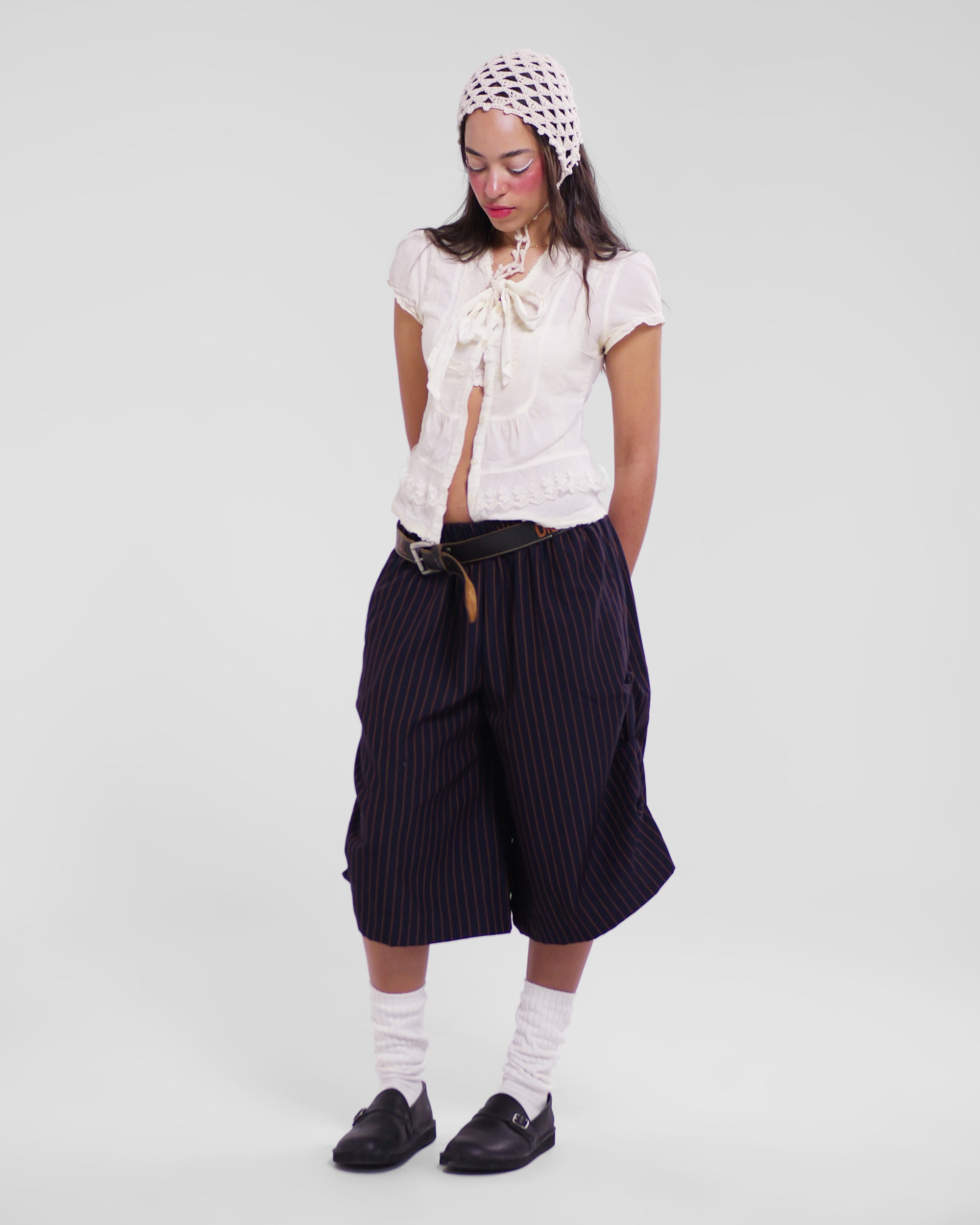 Kenji Shorts in Navy Pinstripe