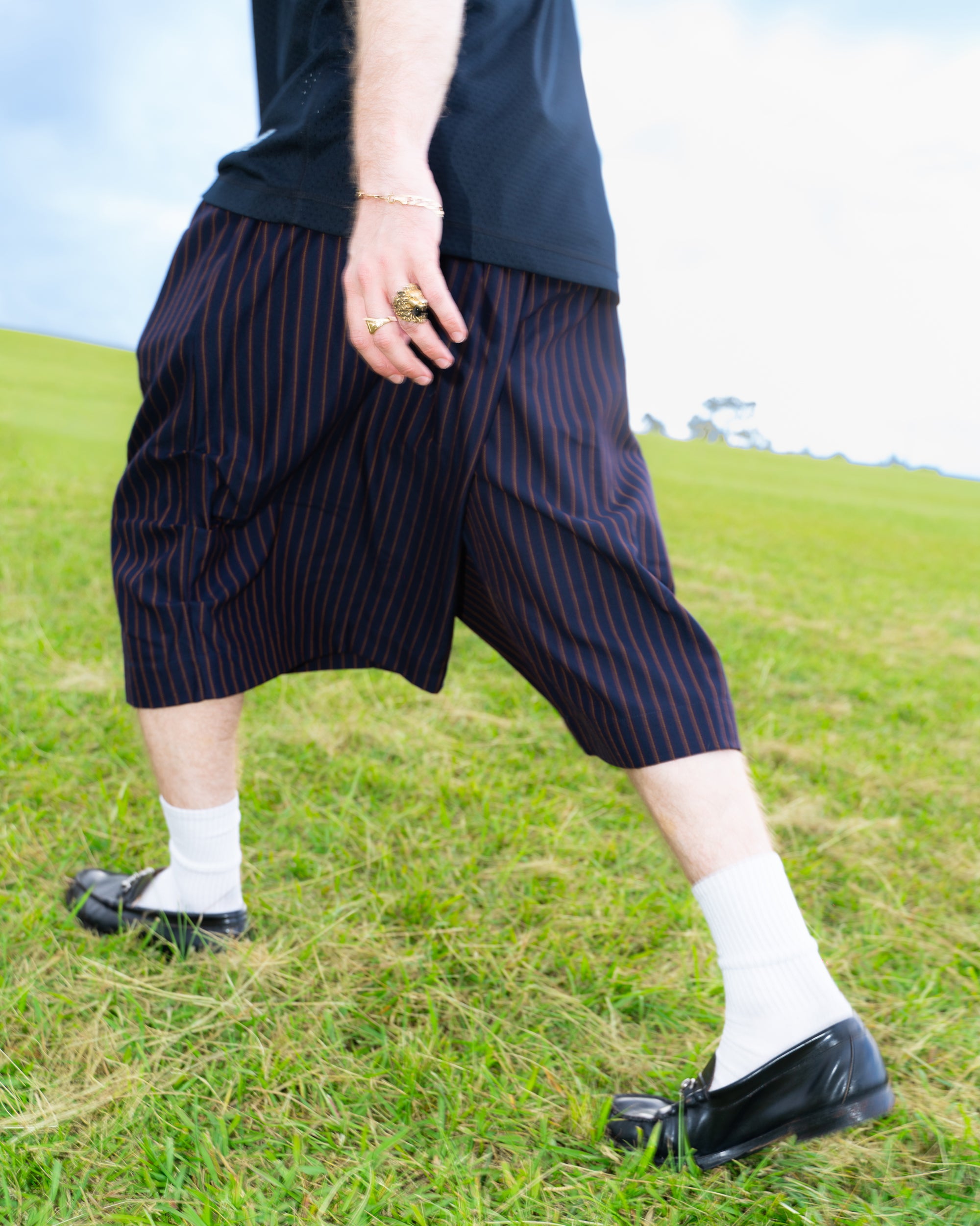 Kenji Shorts in Navy Pinstripe