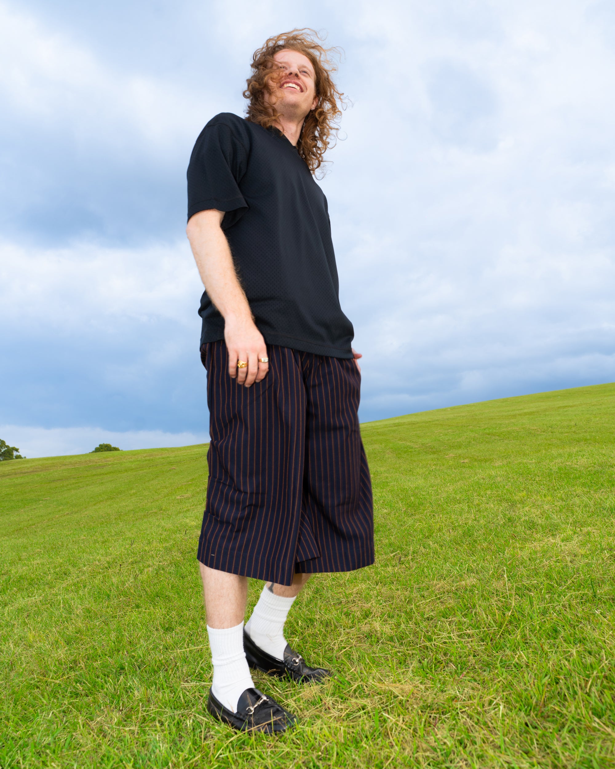 Kenji Shorts in Navy Pinstripe