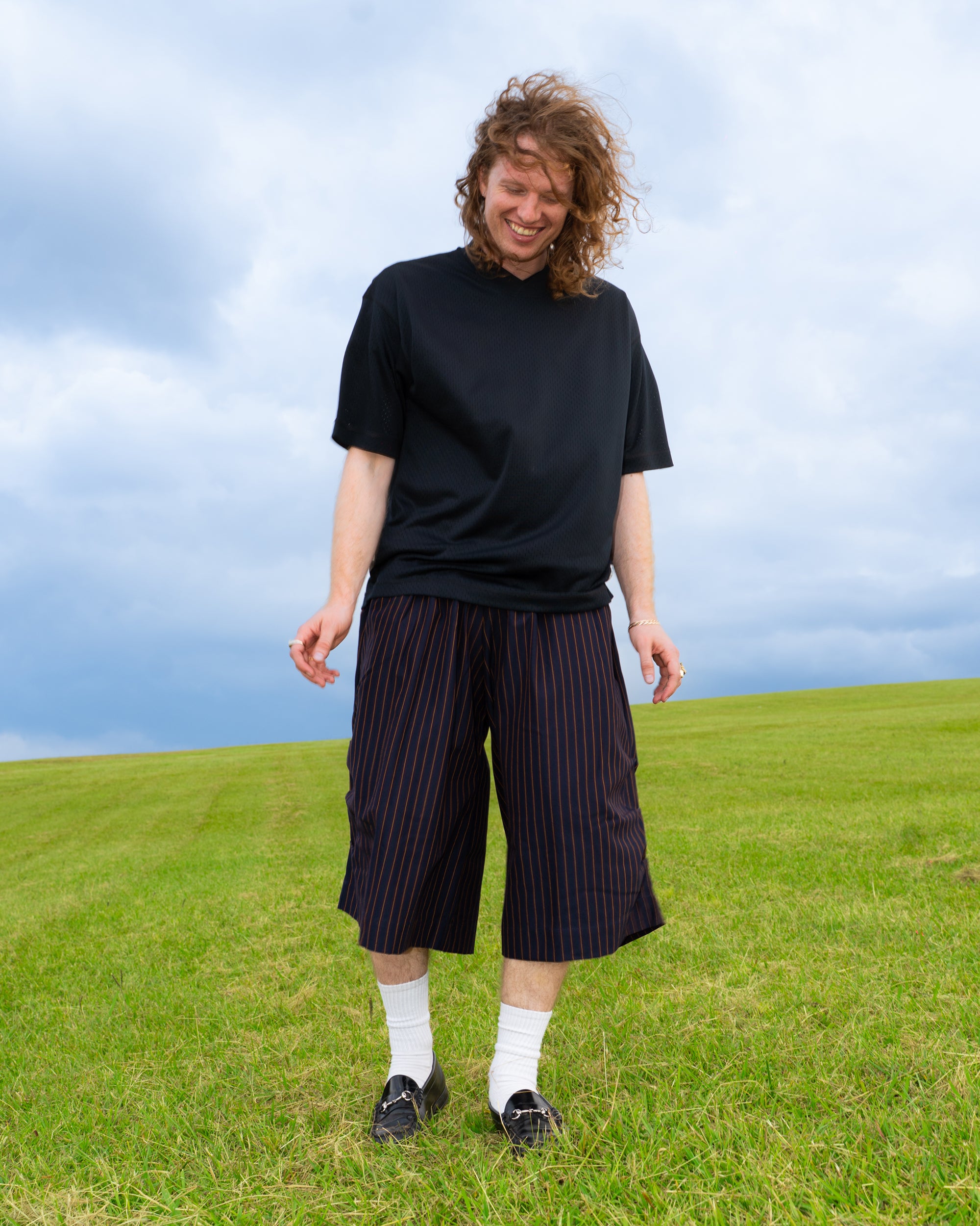 Kenji Shorts in Navy Pinstripe