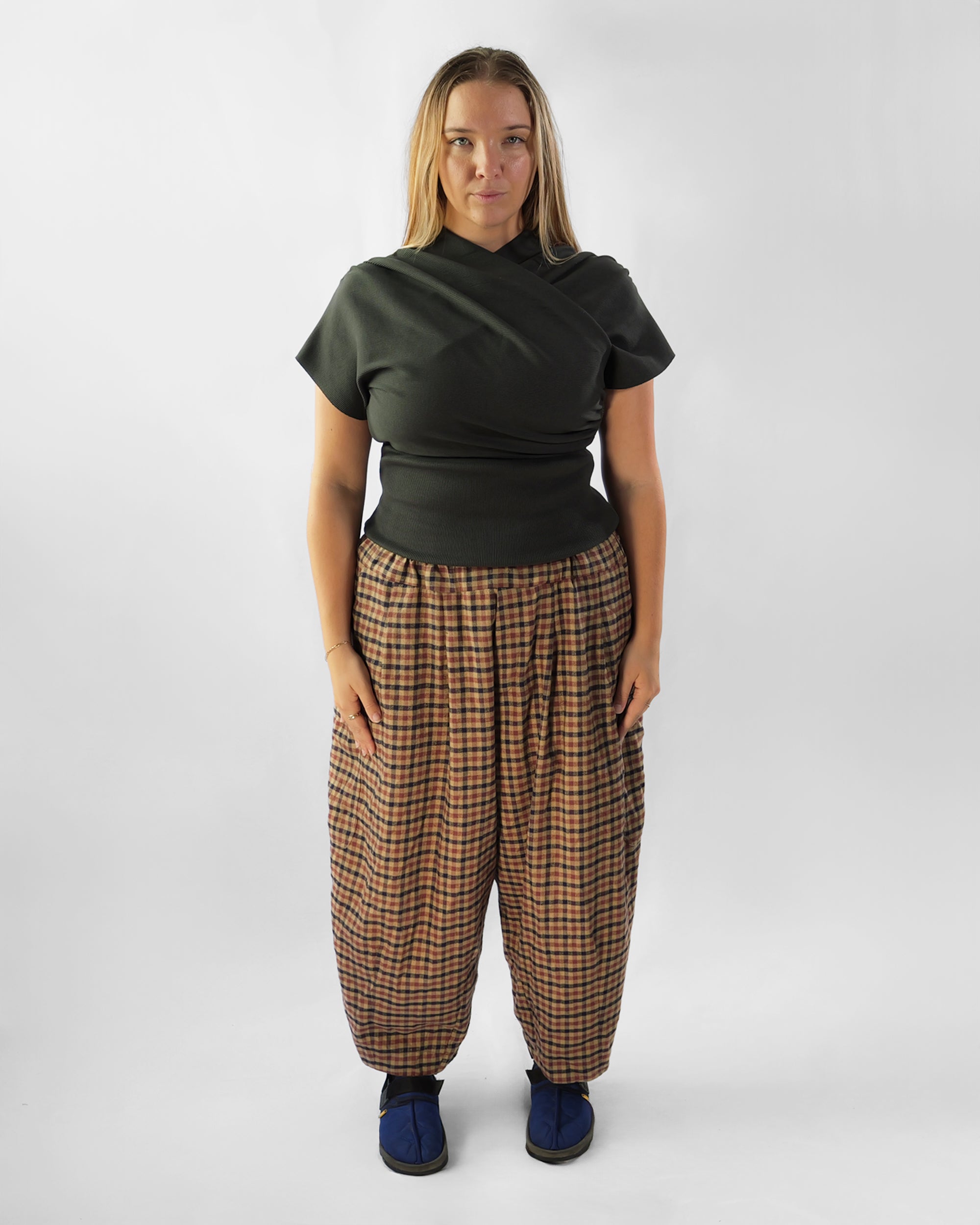 Lucky Pierrot Pant in Teddy Plaid