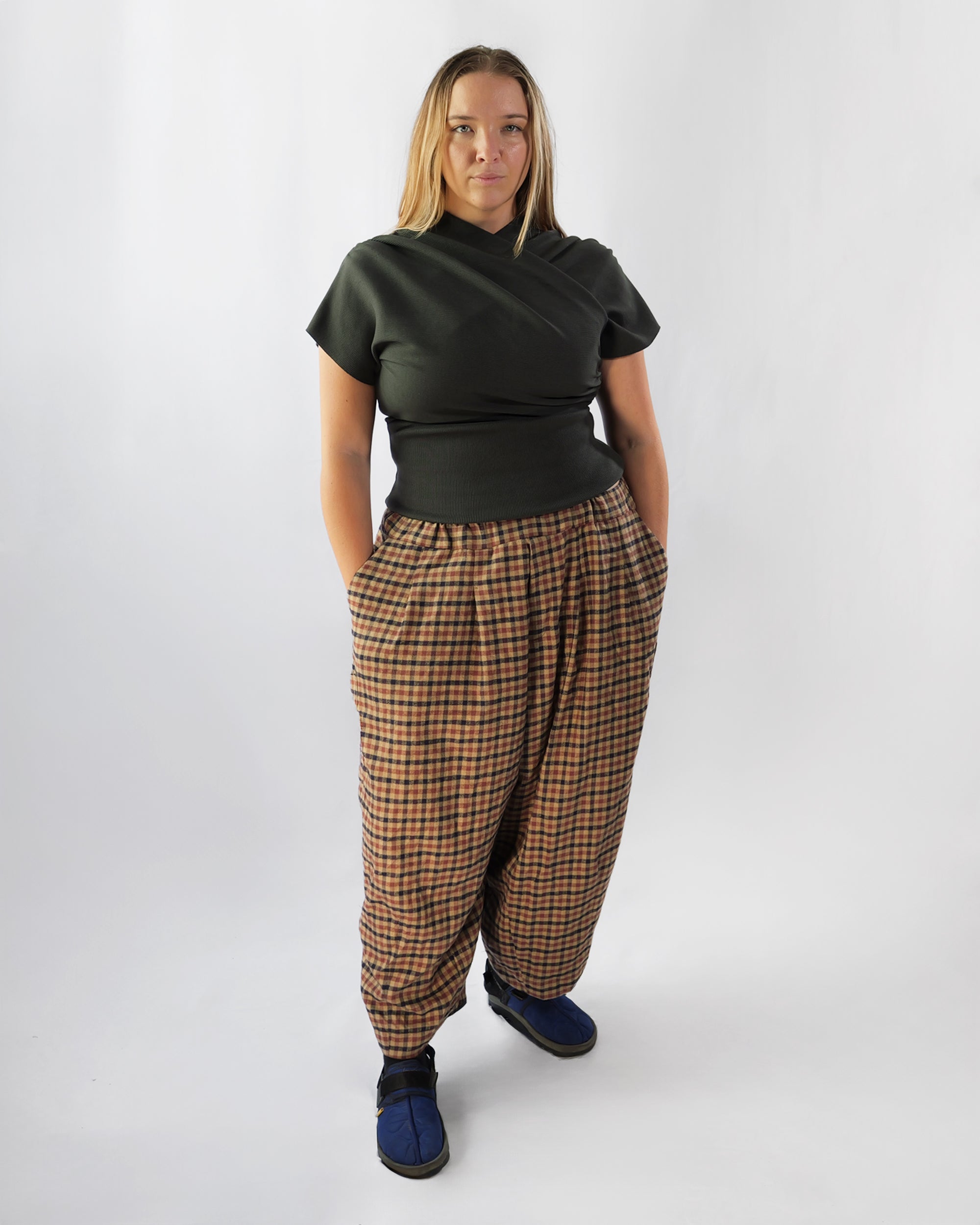 Lucky Pierrot Pant in Teddy Plaid