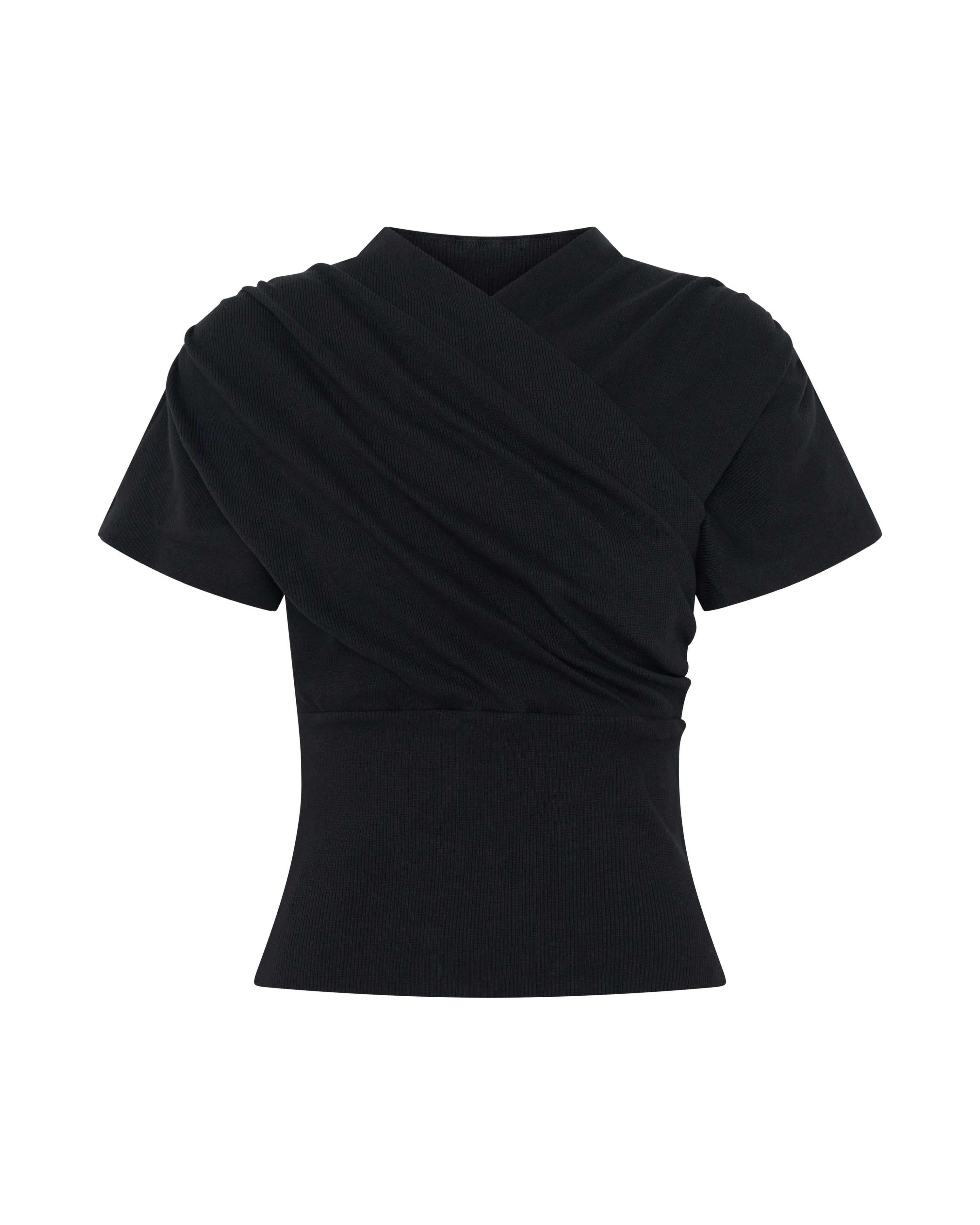 Kimono Ribbed Top in Black