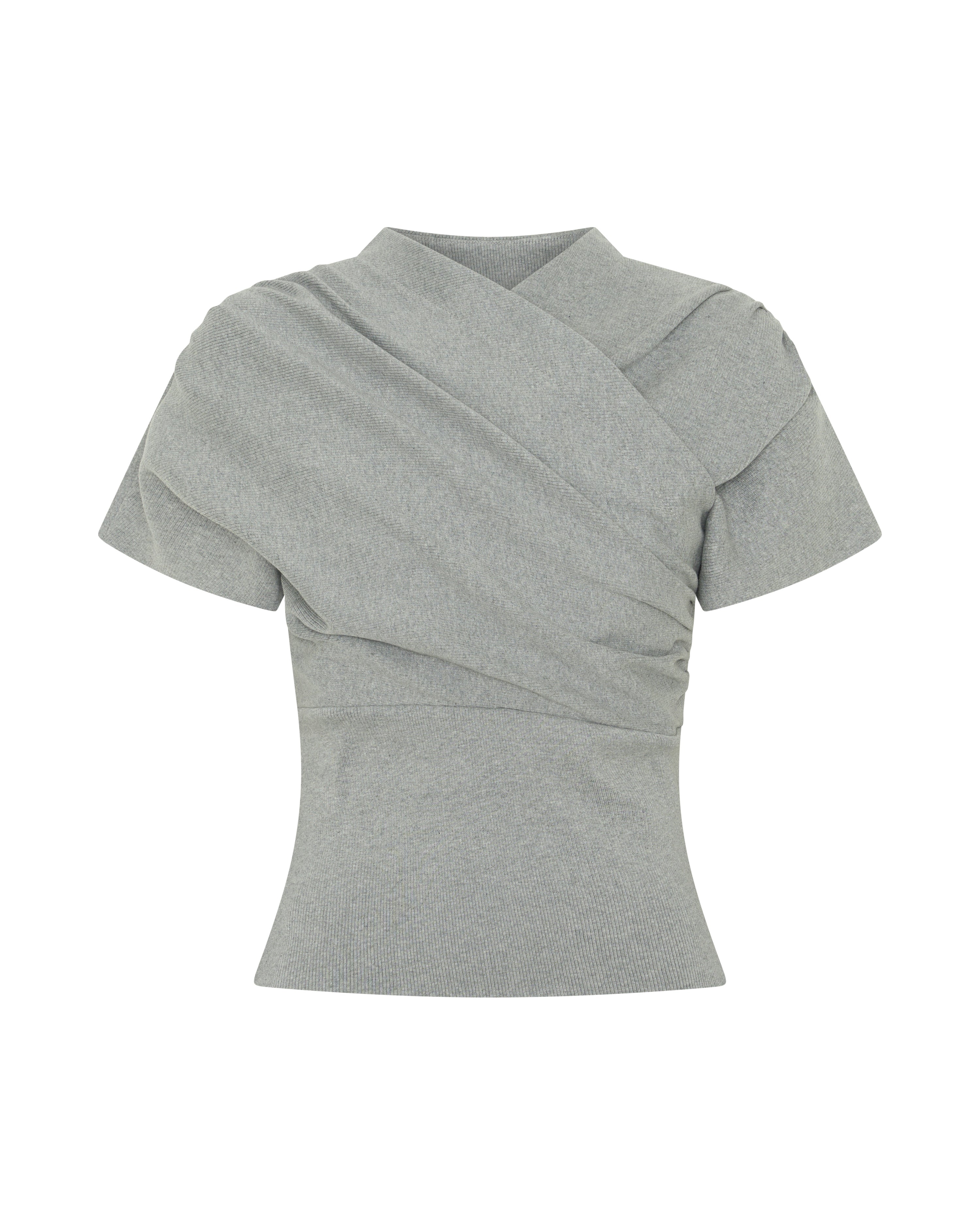 Kimono Ribbed Top in Grey Marle