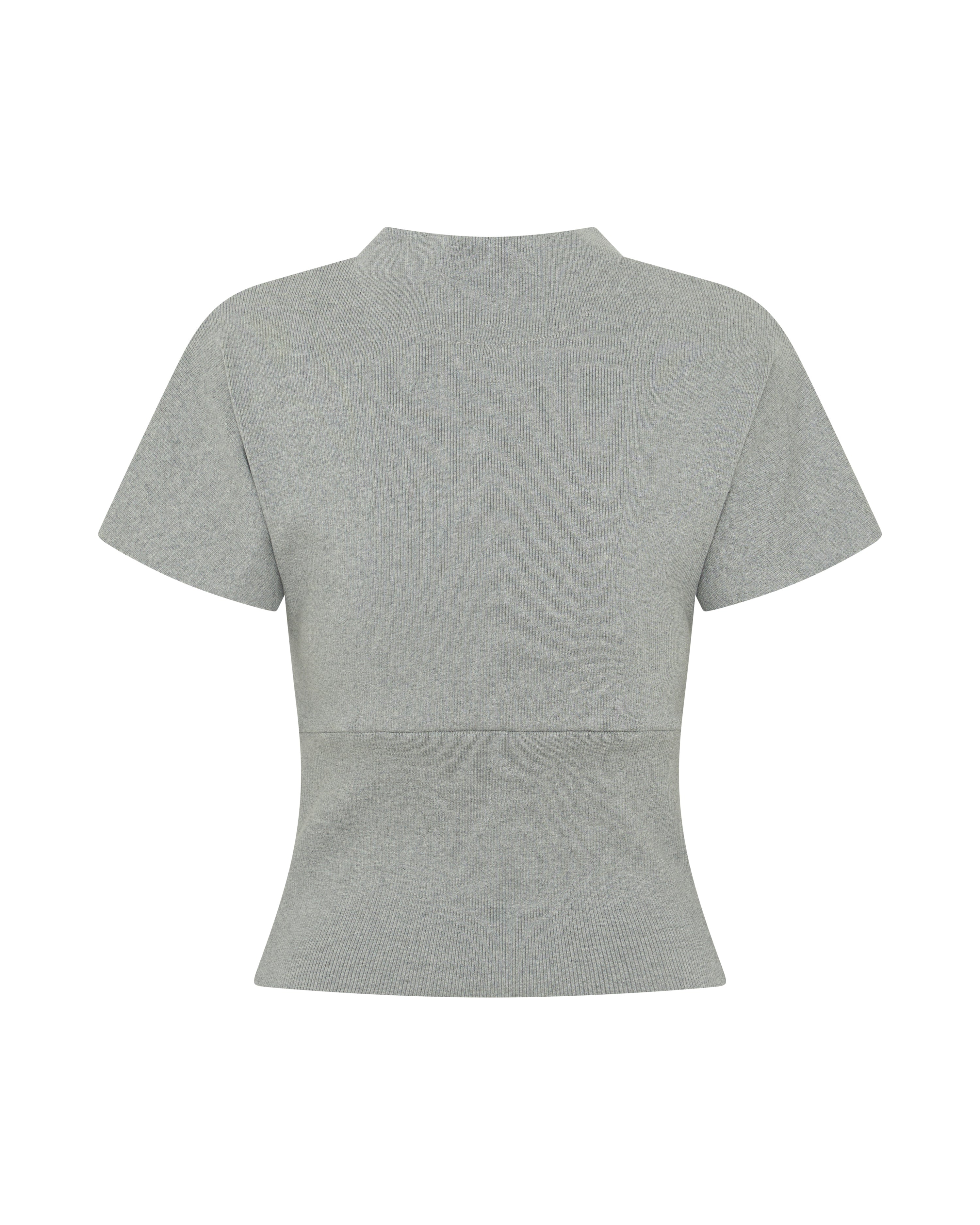 Kimono Ribbed Top in Grey Marle