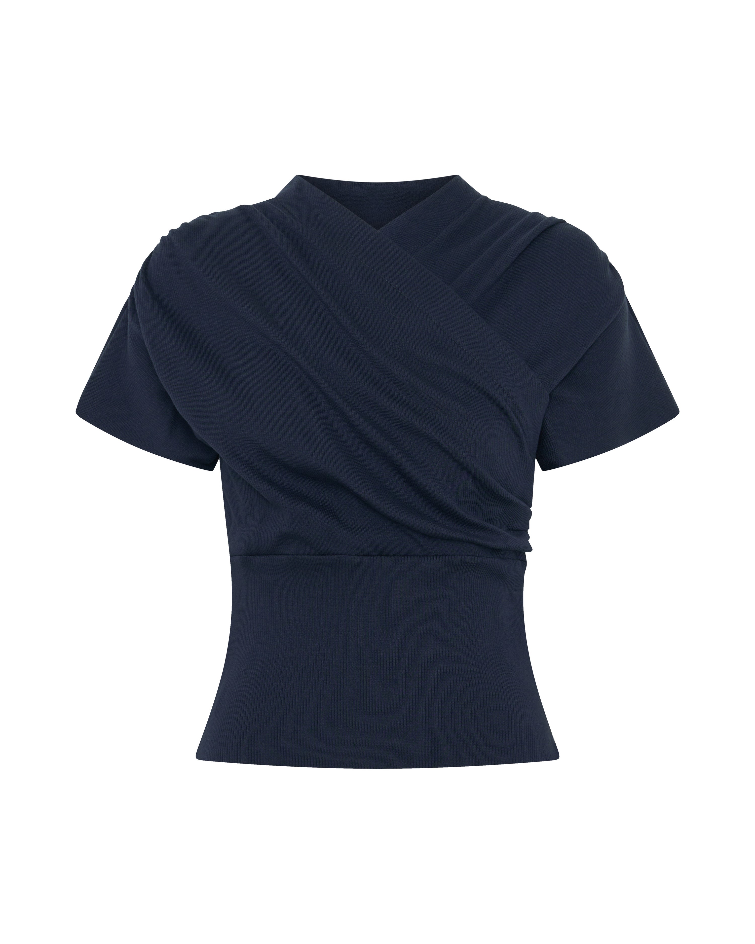 Kimono Ribbed Top in Navy
