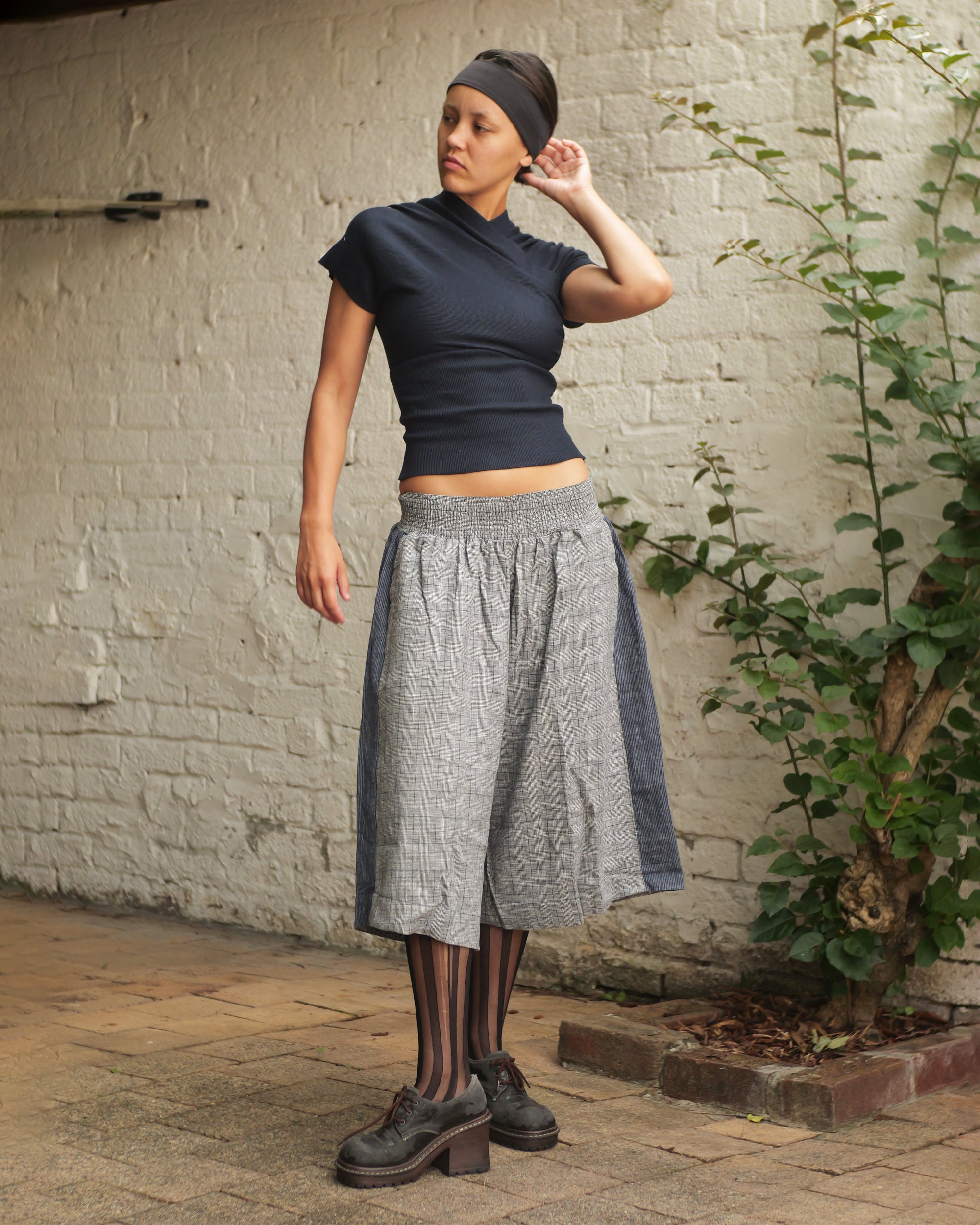 Kimono Ribbed Top in Navy