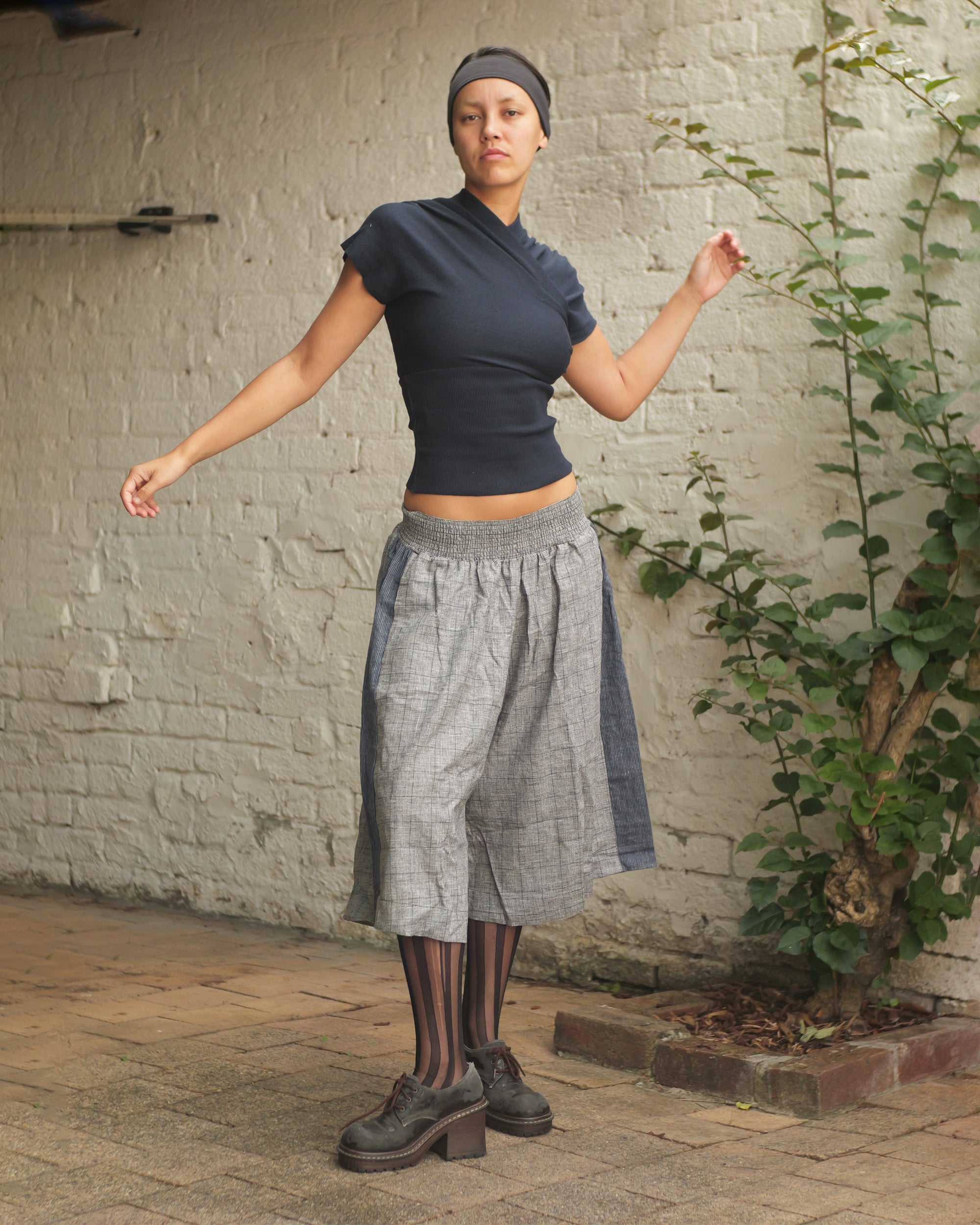 Hiro Shorts in Grey Plaid