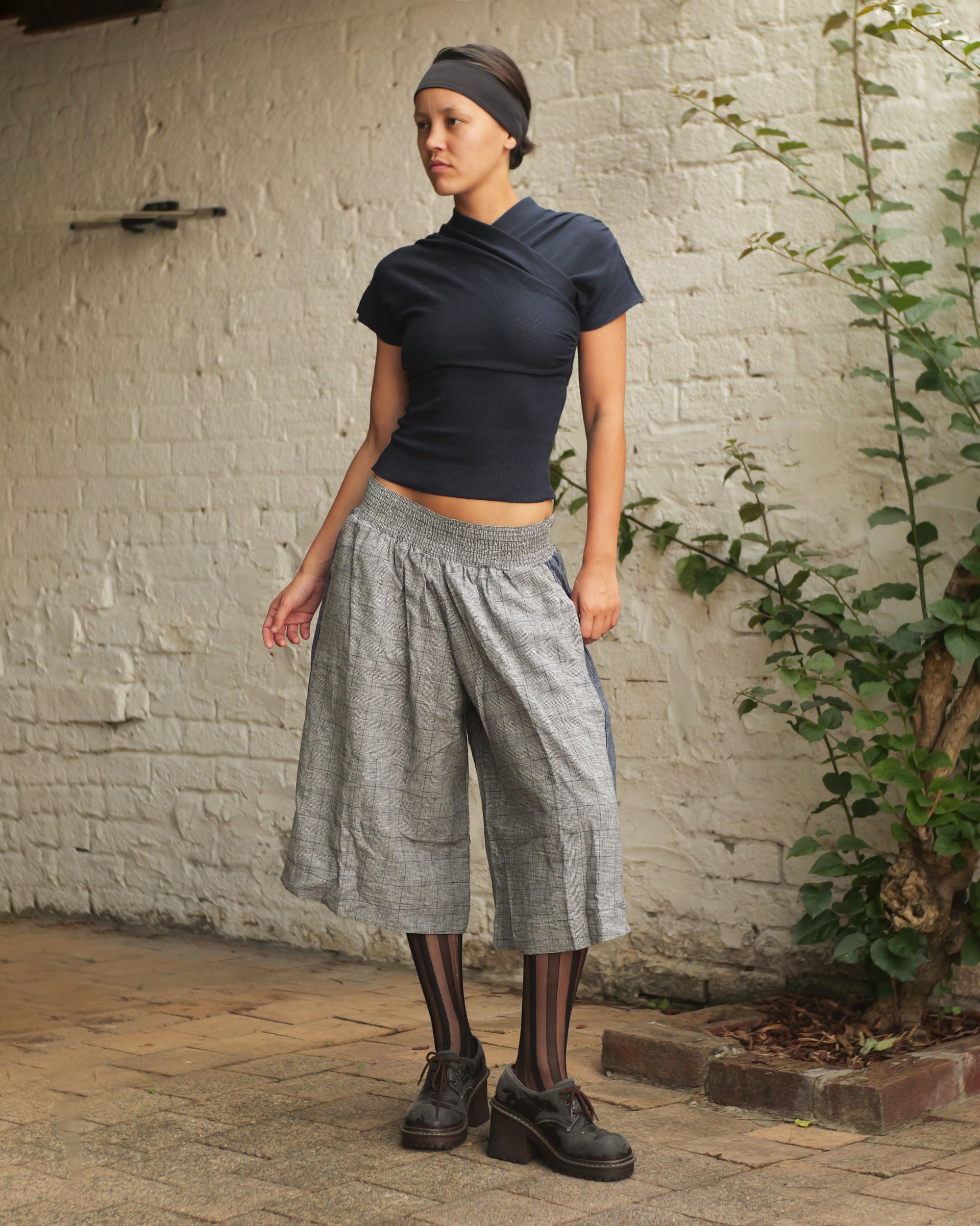 Kimono Ribbed Top in Navy