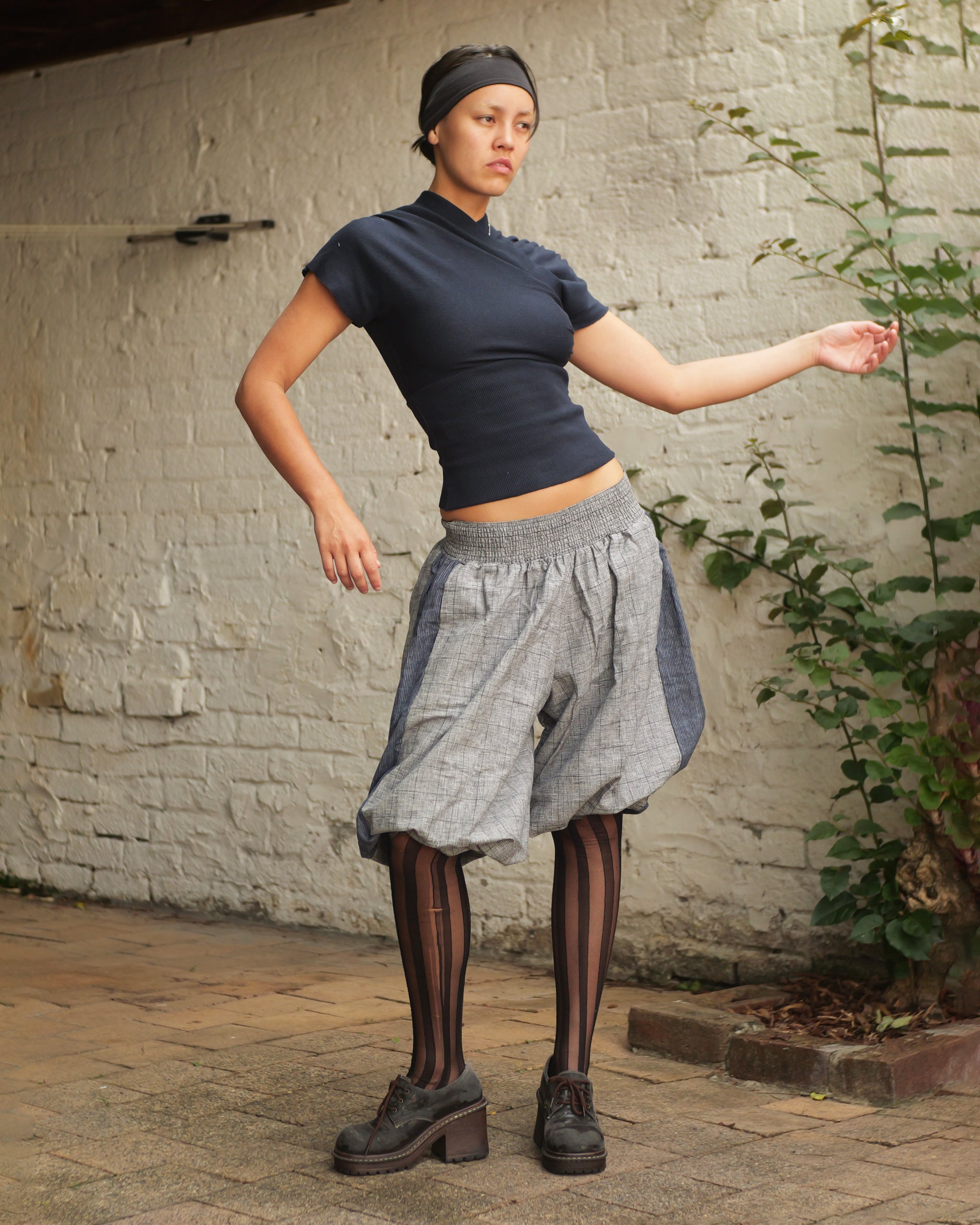 Hiro Shorts in Grey Plaid