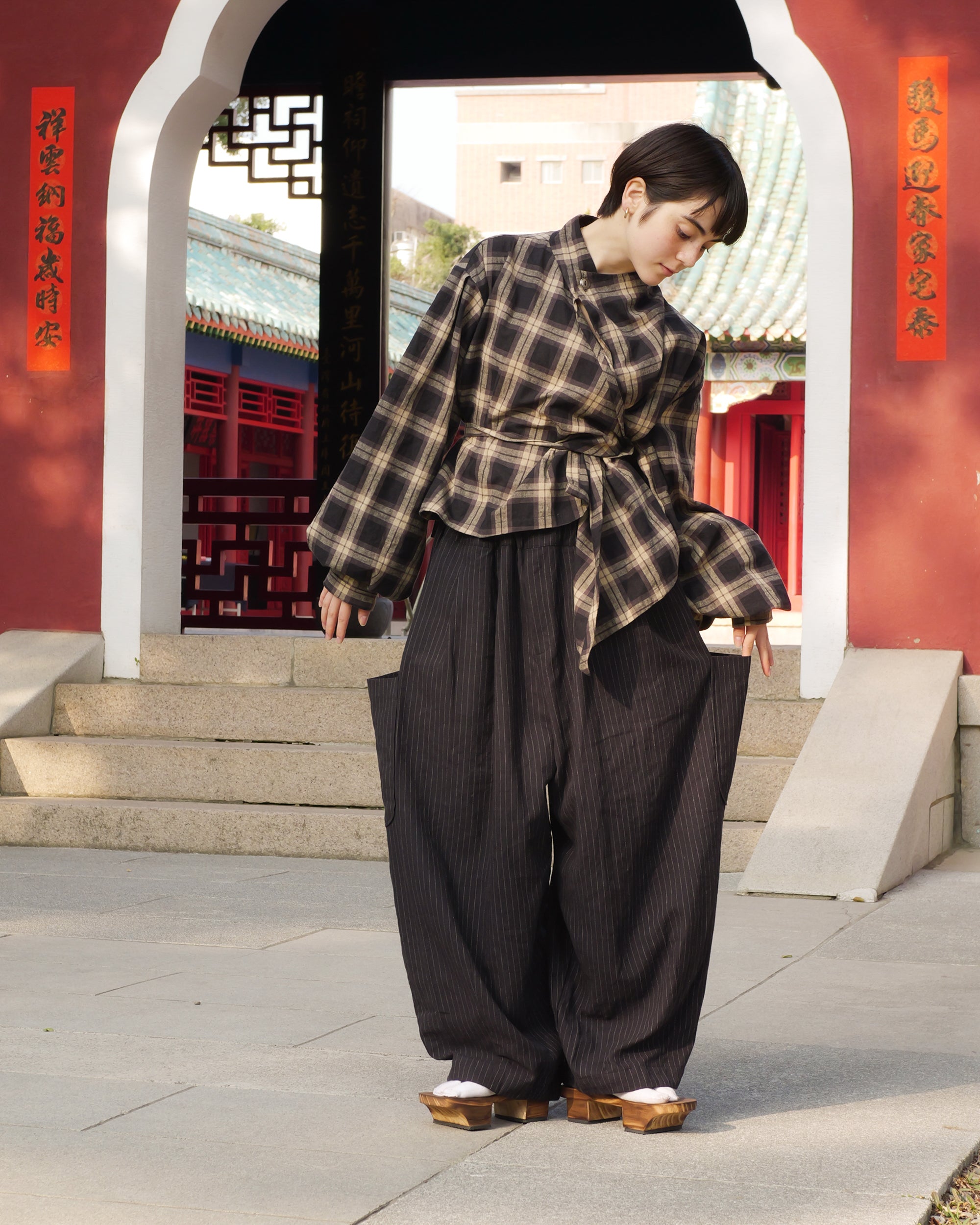 Lucky Pierrot Pant V2 in Black Pinstripe