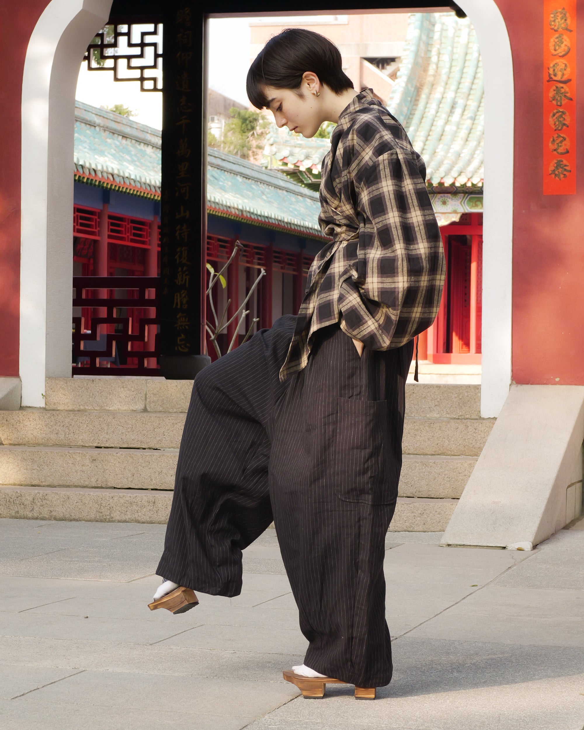 Lucky Pierrot Pant V2 in Black Pinstripe