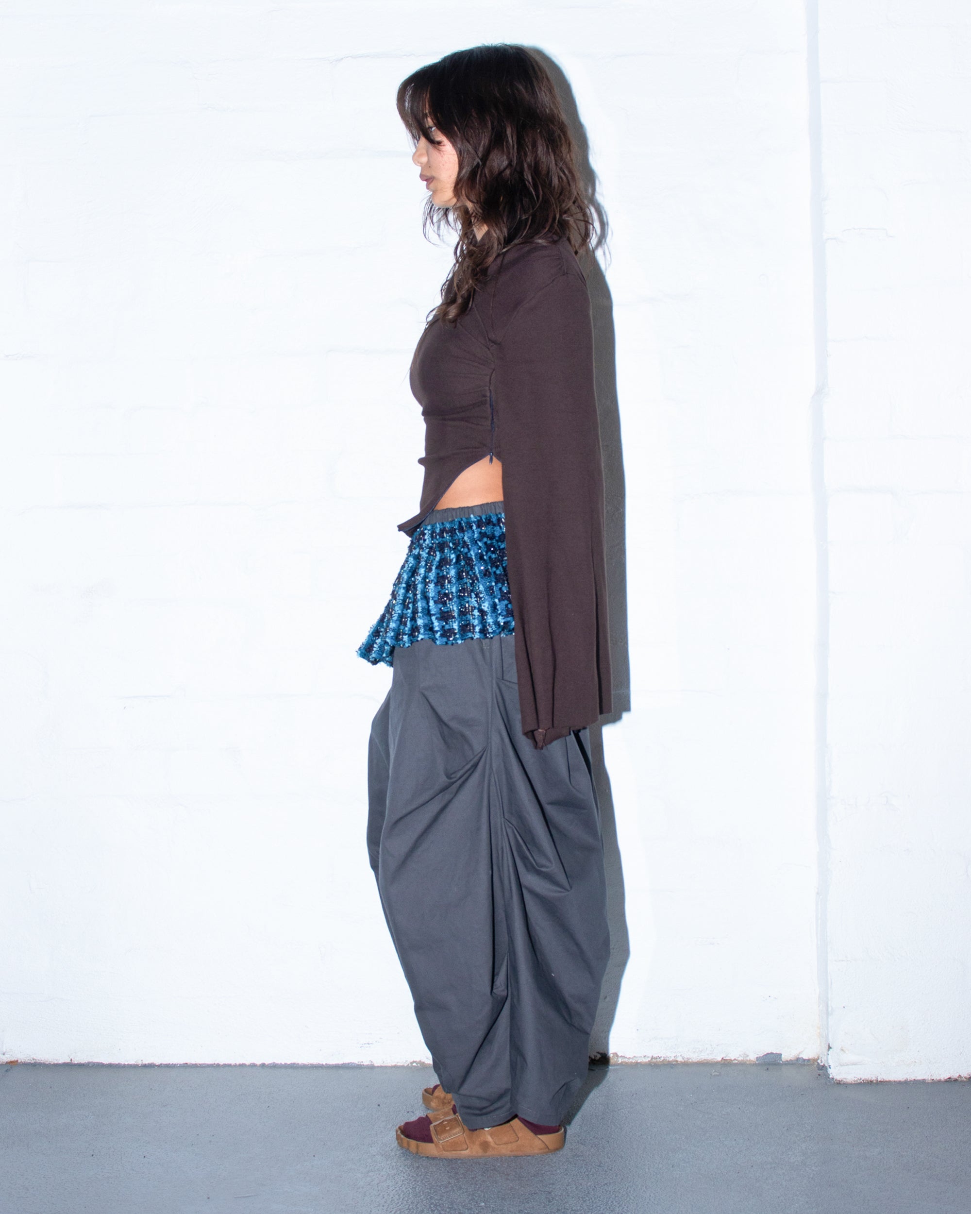 Long Sleeve Kimono Ribbed Top in Cocoa