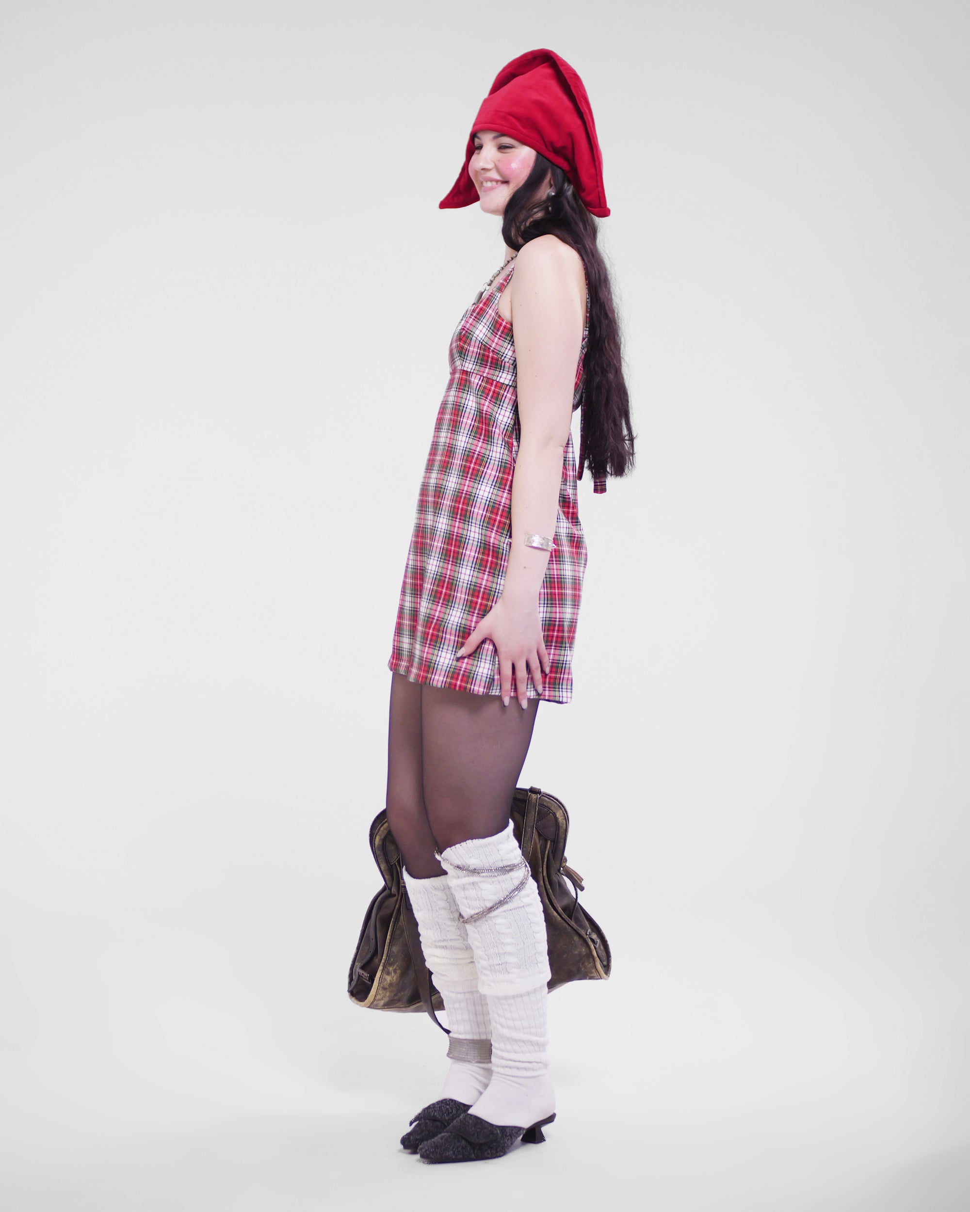 Obi Dress in Red Tartan