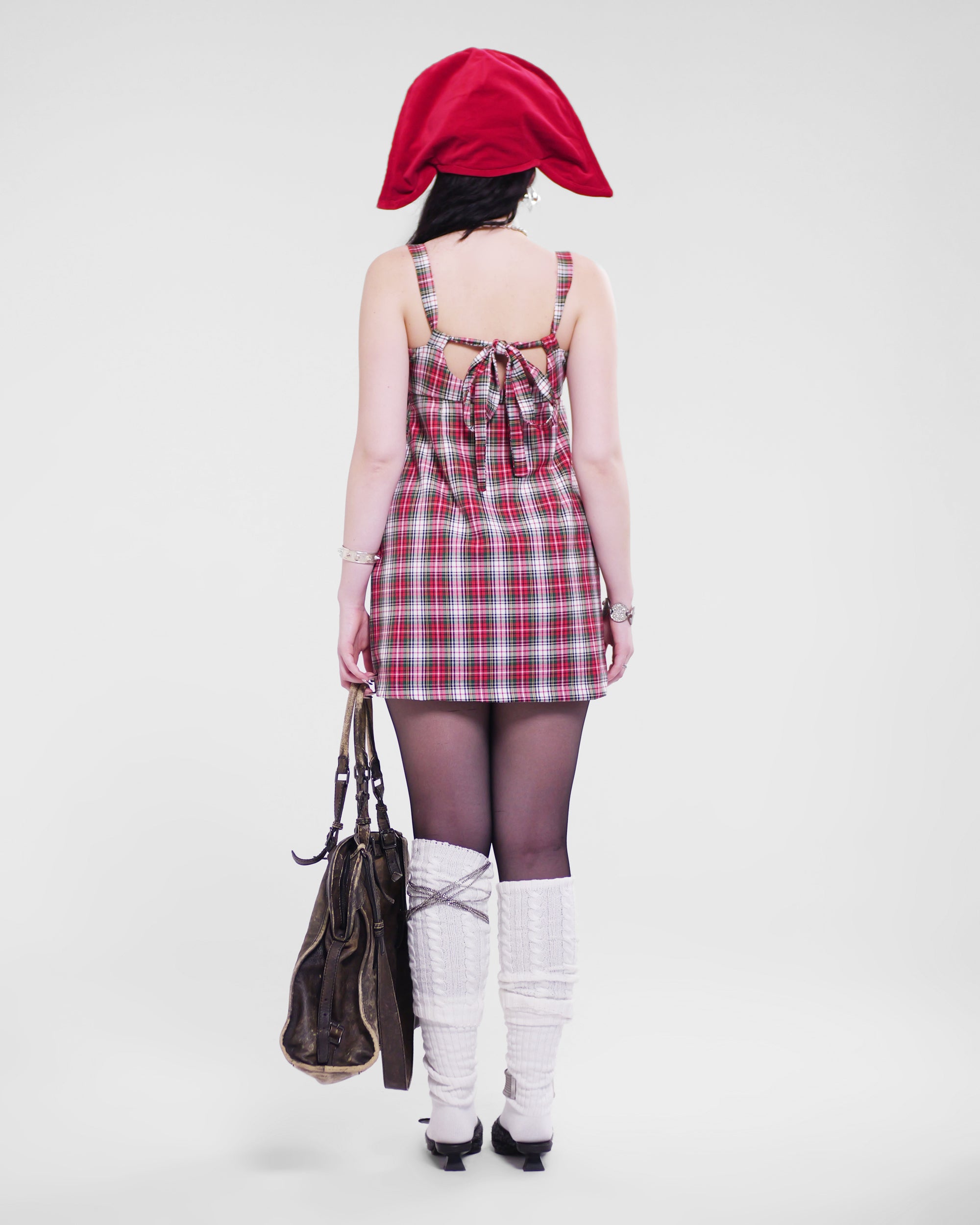 Obi Dress in Red Tartan