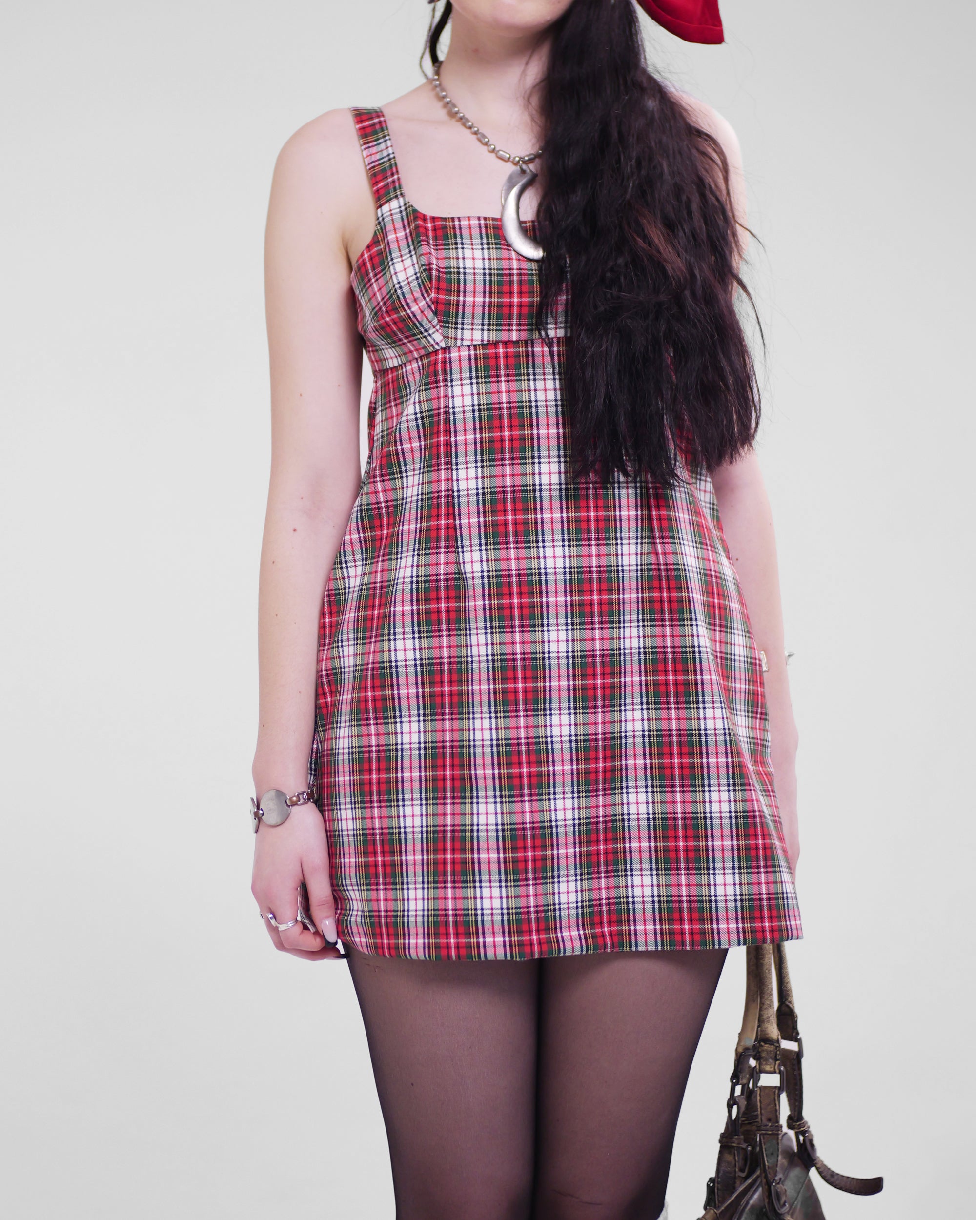 Obi Dress in Red Tartan